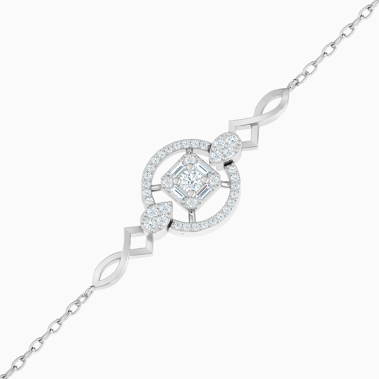 Circle Diamond Chain Bracelet in 18K Gold - 2 Circle Diamond Chain Bracelet in 18K Gold - 2