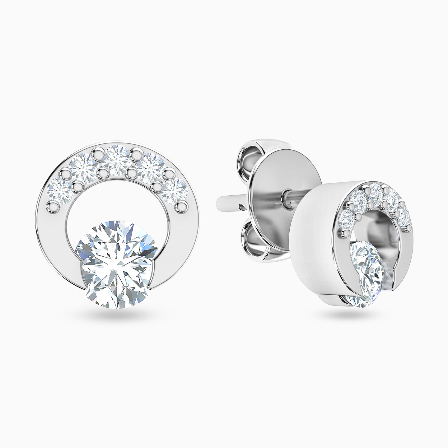 18K Gold Diamond Stud Earrings - 2