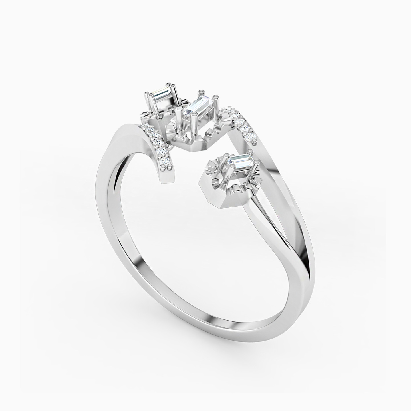 Baguette Diamond Ring in 18K Gold - 2 Baguette Diamond Ring in 18K Gold - 2