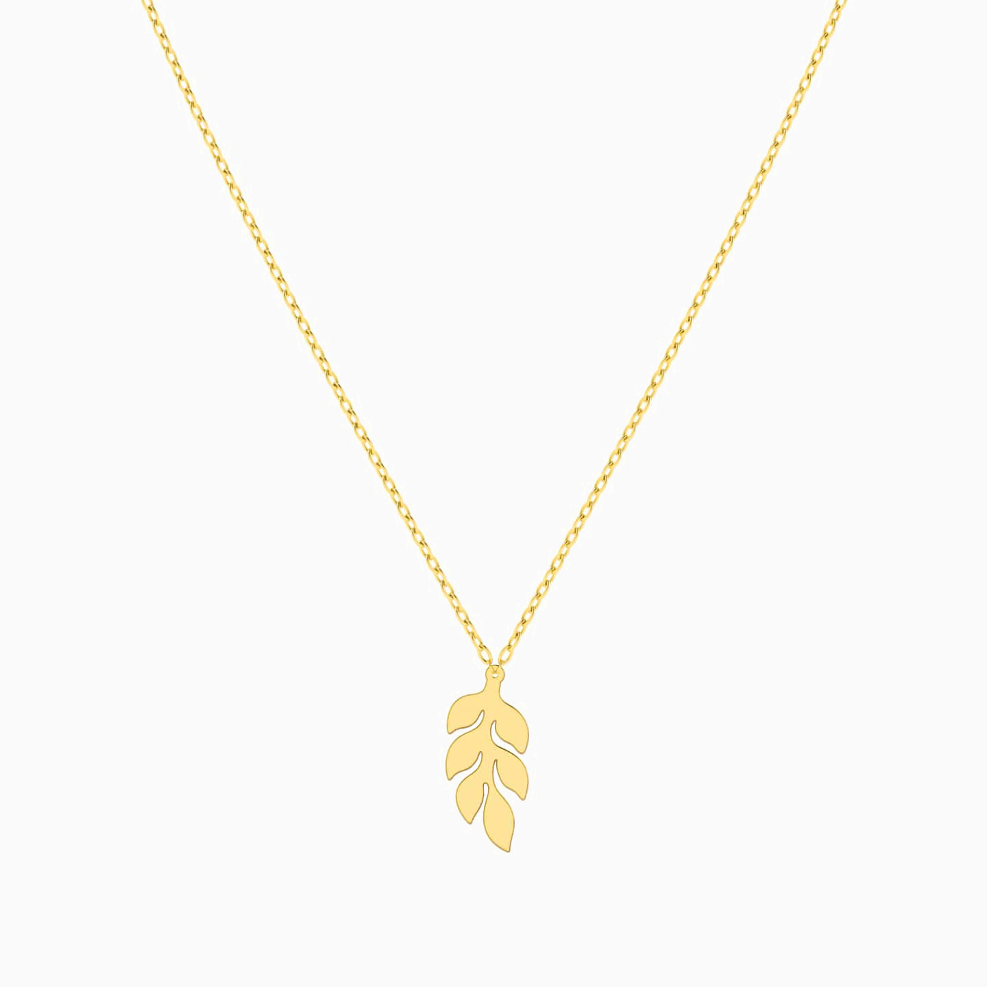 Leaf Necklace in 18K Gold - 3 Leaf Necklace in 18K Gold - 3