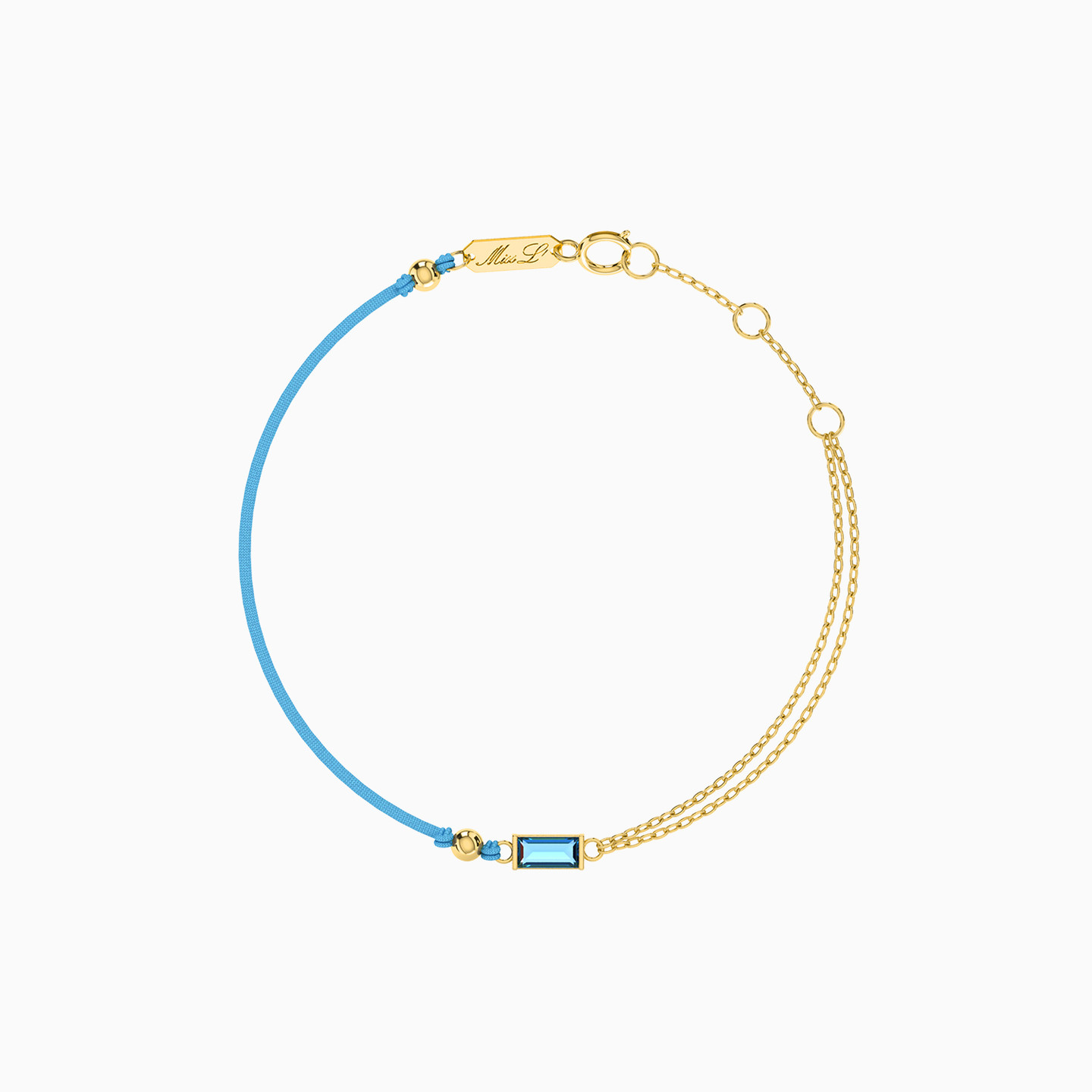Baguette Colored Stones Cord Bracelet in 18K Gold - 2 Baguette Colored Stones Cord Bracelet in 18K Gold - 2
