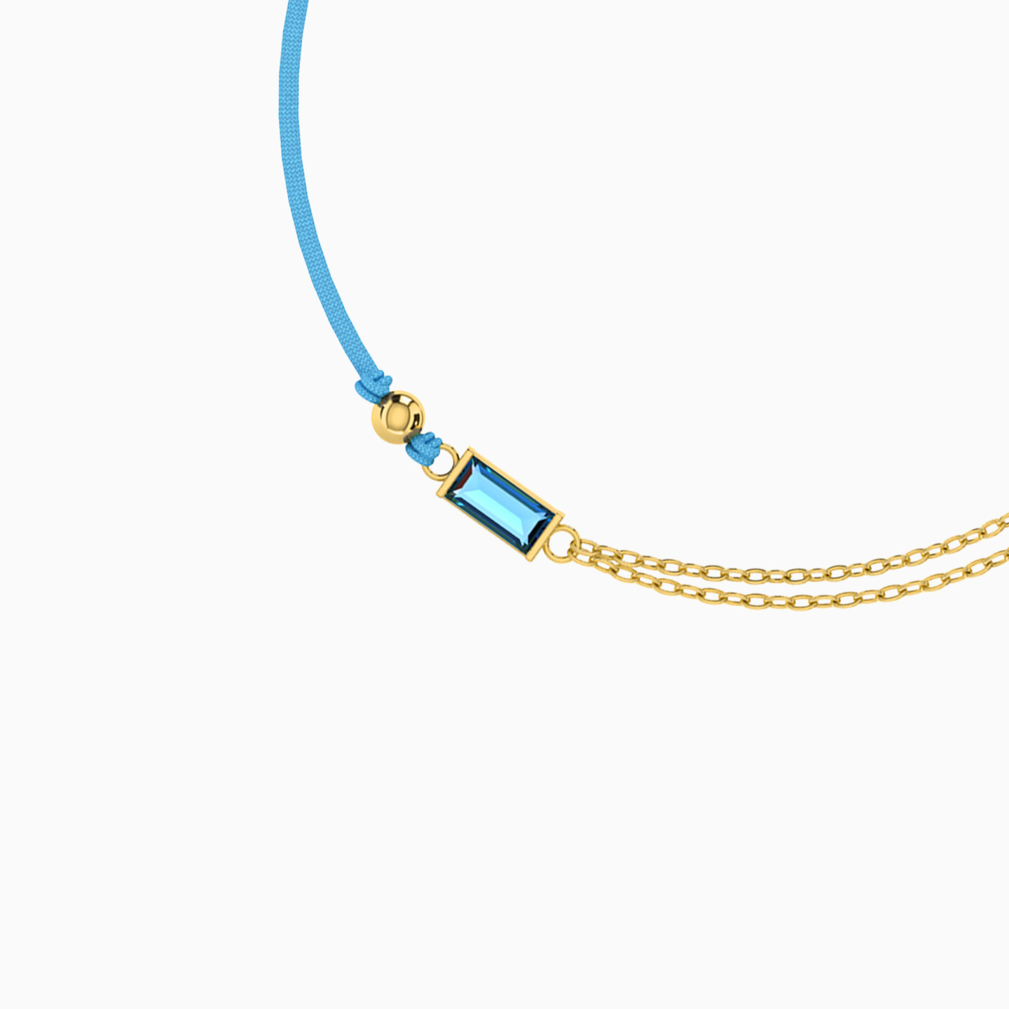 Baguette Colored Stones Cord Bracelet in 18K Gold - 3 Baguette Colored Stones Cord Bracelet in 18K Gold - 3