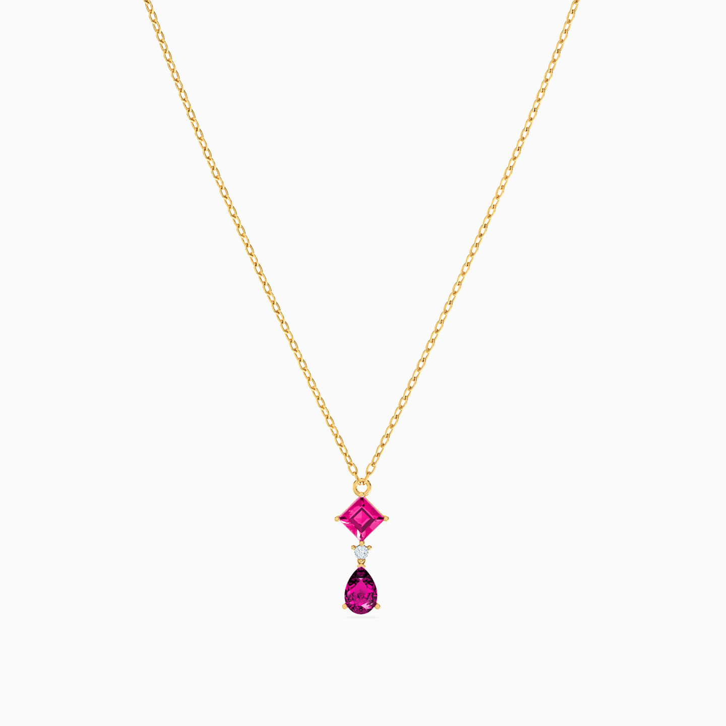 Multishaped Rose Stone Necklace in 18K Gold - 3 Multishaped Rose Stone Necklace in 18K Gold - 3