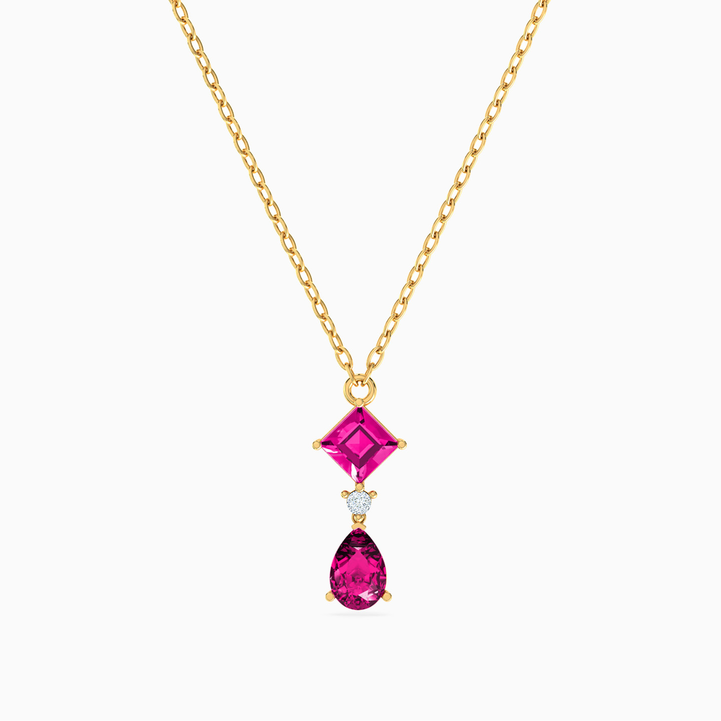 Multishaped Rose Stone Necklace in 18K Gold Multishaped Rose Stone Necklace in 18K Gold