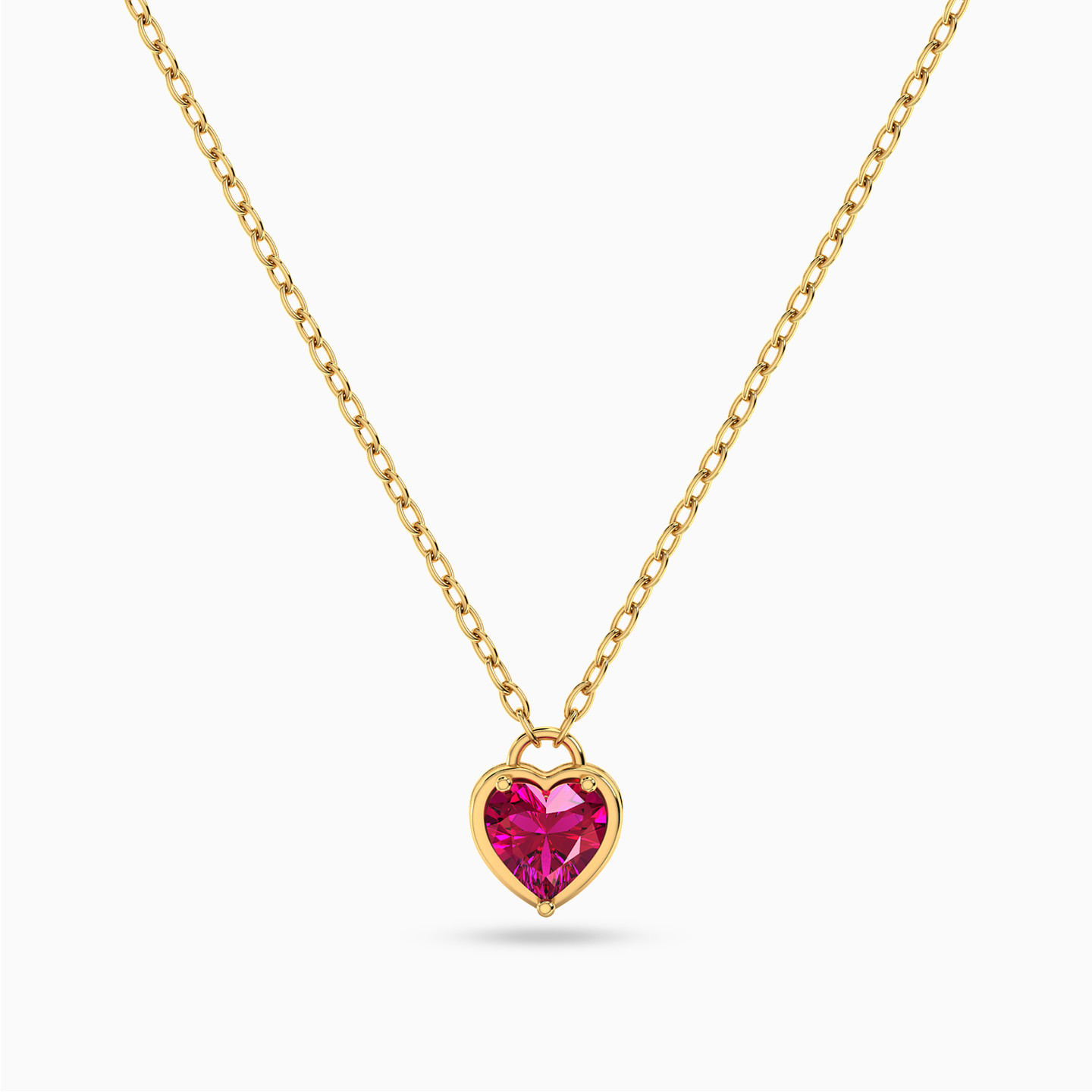 Heart Shaped Colored Stones Pendant with 18K Gold Chain