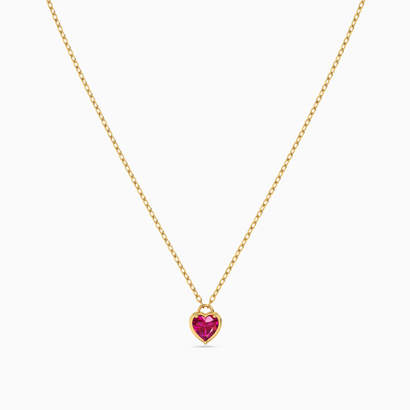 Heart Shaped Colored Stones Pendant with 18K Gold Chain - 3