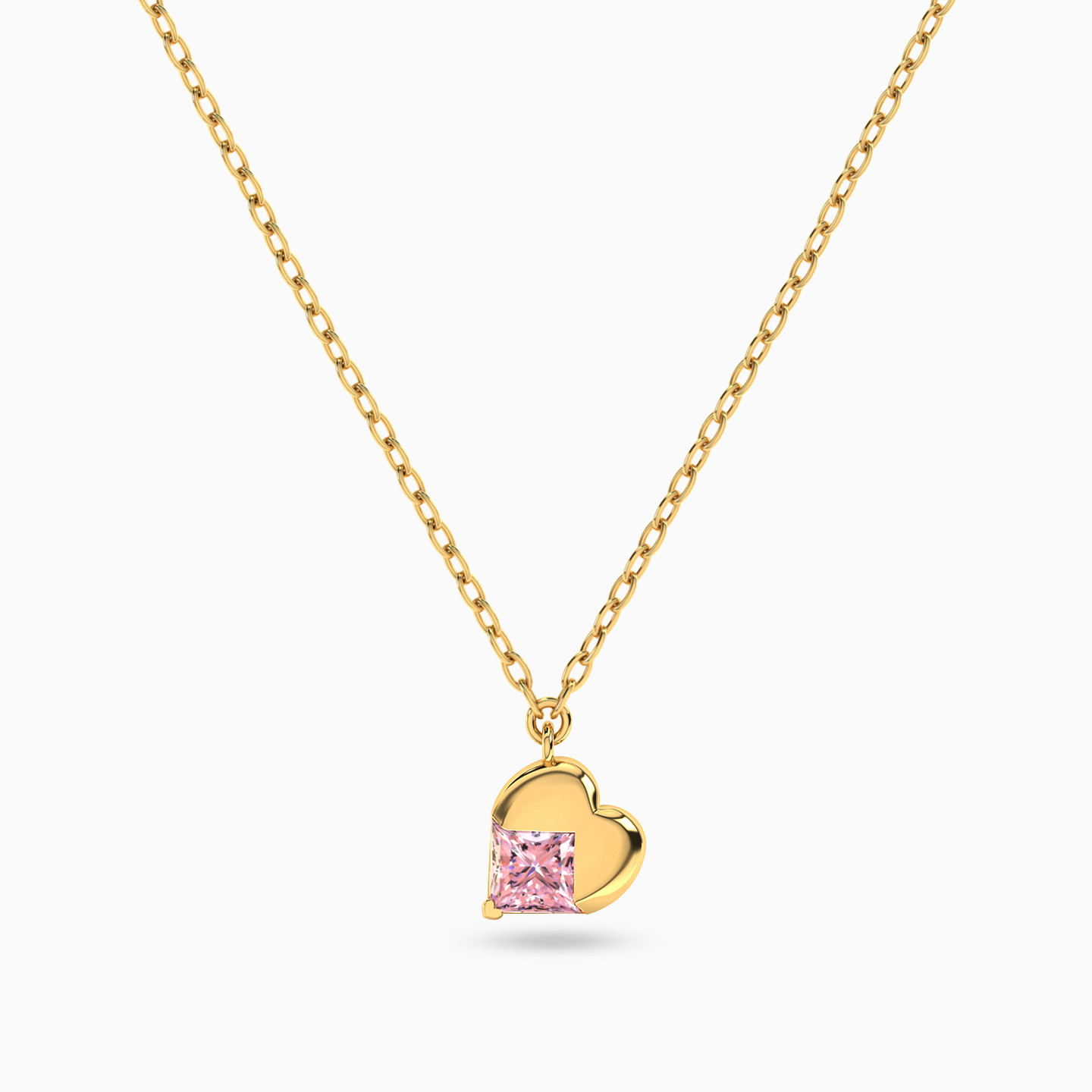 Heart Rose Stone Necklace In 18K Gold Heart Rose Stone Necklace In 18K Gold