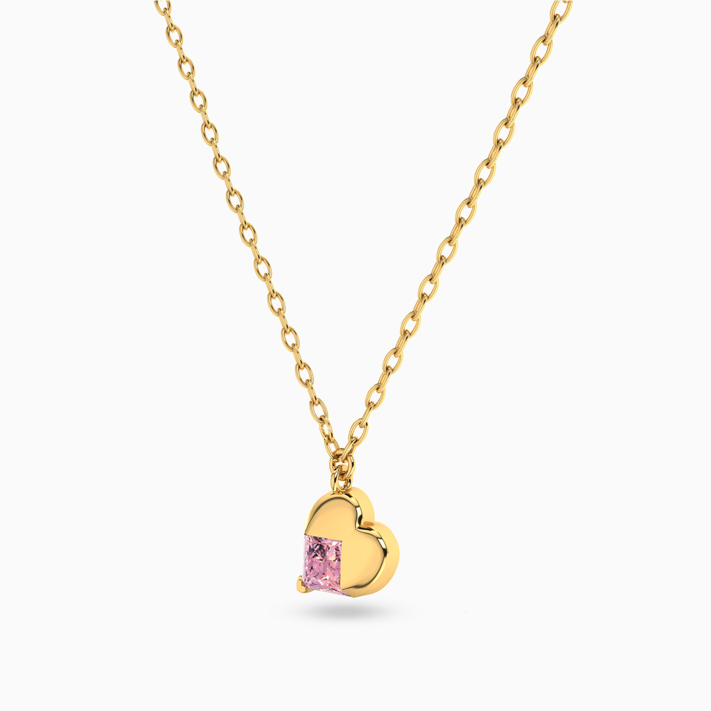 Heart Rose Stone Necklace In 18K Gold - 2 Heart Rose Stone Necklace In 18K Gold - 2