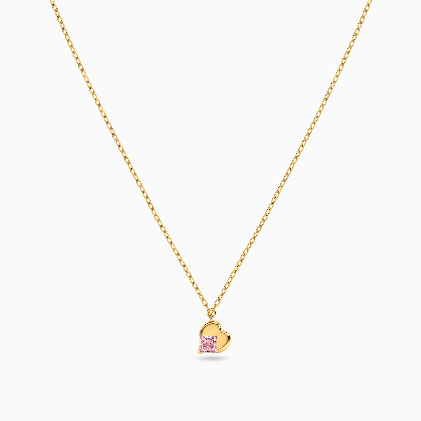 Heart Rose Stone Necklace In 18K Gold - 3 Heart Rose Stone Necklace In 18K Gold - 3