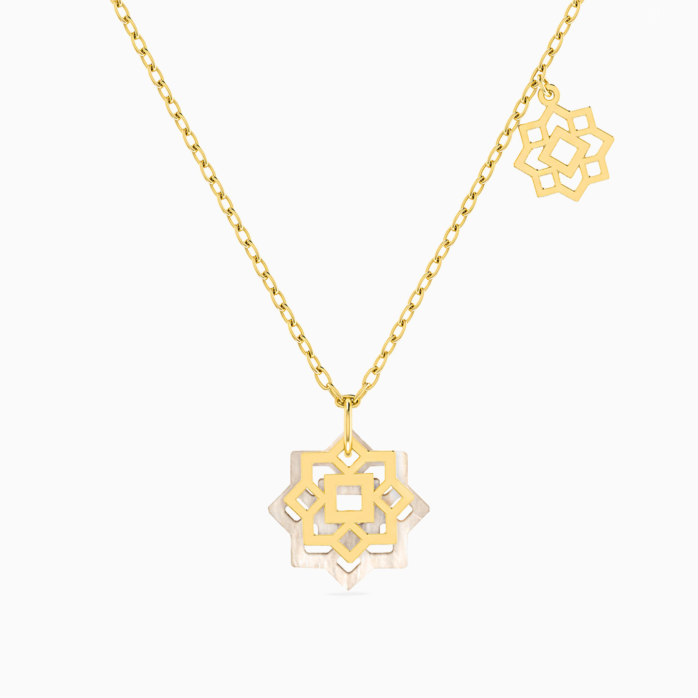 Flower Shaped Pearls Pendant with 18K Gold Chain