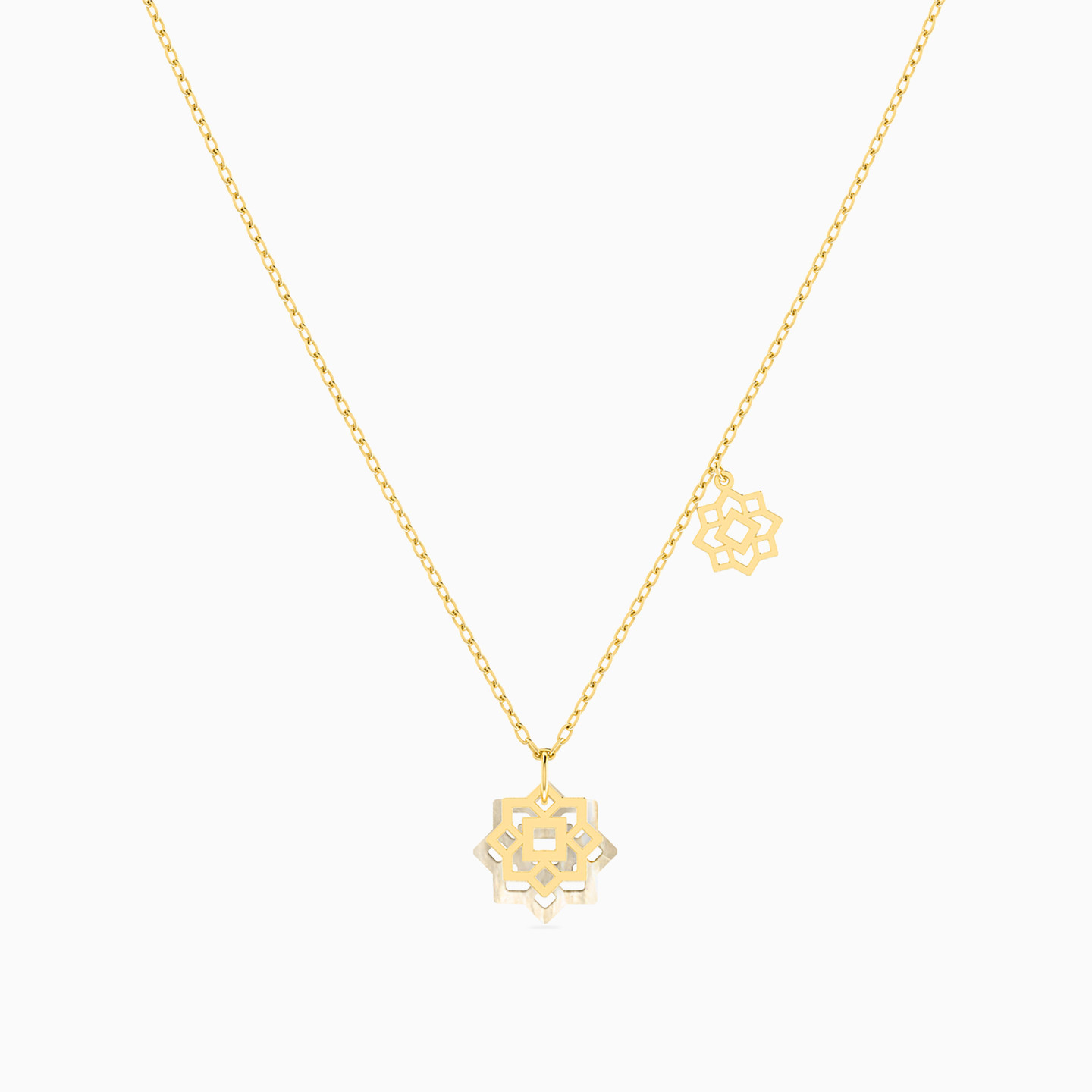 Flower Shaped Pearls Pendant with 18K Gold Chain - 3