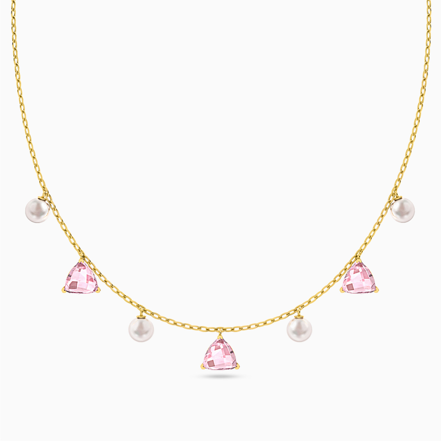 Triangle Rose Stone Choker Necklace in 18K Gold Triangle Rose Stone Choker Necklace in 18K Gold