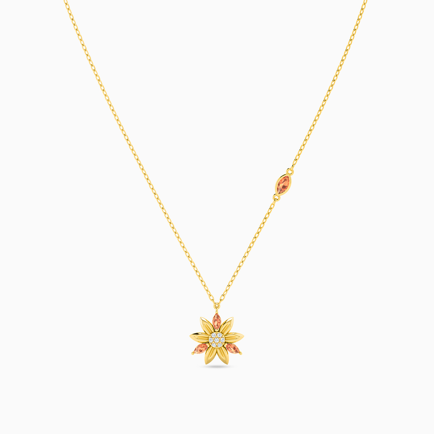 18K Gold Colored Stones Pendant Necklace - 3