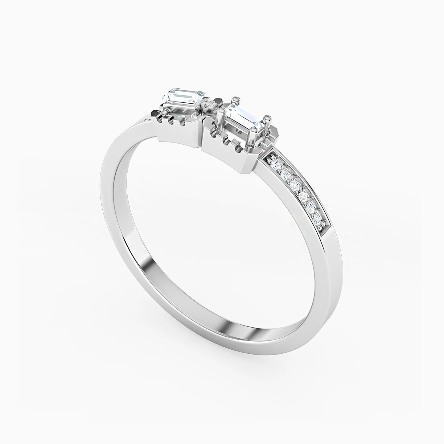 Baguette Diamond Ring in 18K Gold - 2 Baguette Diamond Ring in 18K Gold - 2