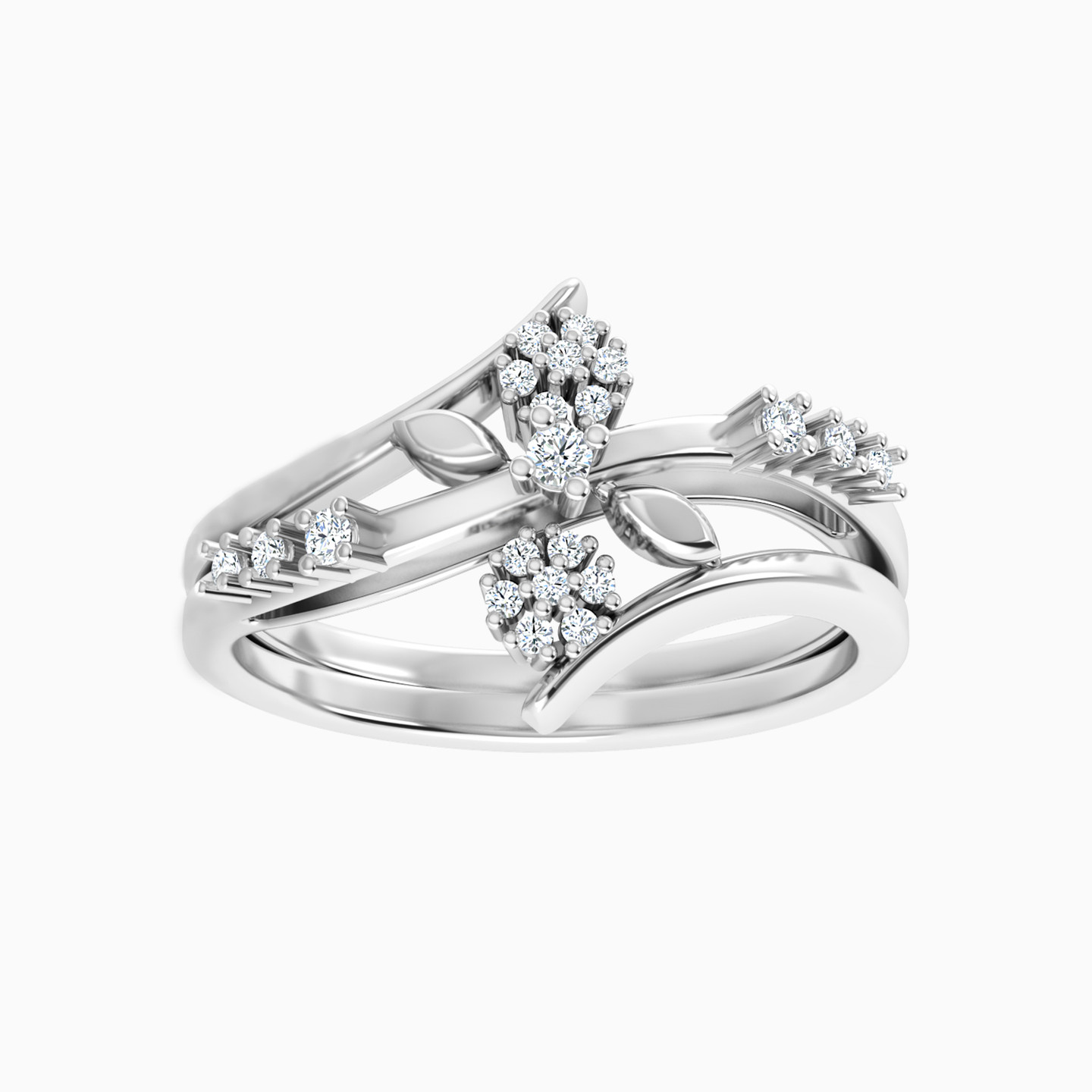 خاتم ذهب زهرة عيار 18 قيراط مزين بالألماس - 3 خاتم ذهب زهرة عيار 18 قيراط مزين بالألماس - 3