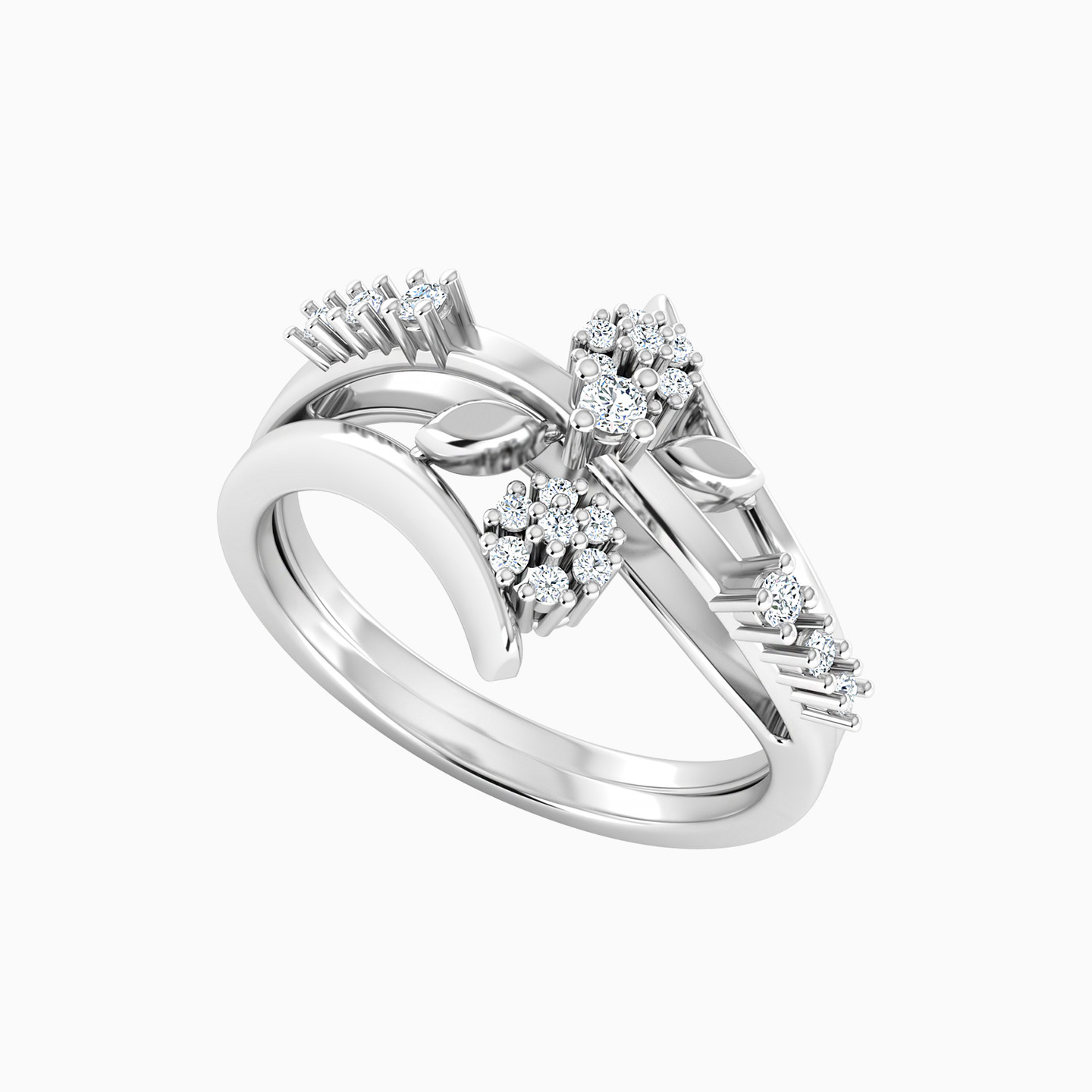 خاتم ذهب زهرة عيار 18 قيراط مزين بالألماس - 4 خاتم ذهب زهرة عيار 18 قيراط مزين بالألماس - 4