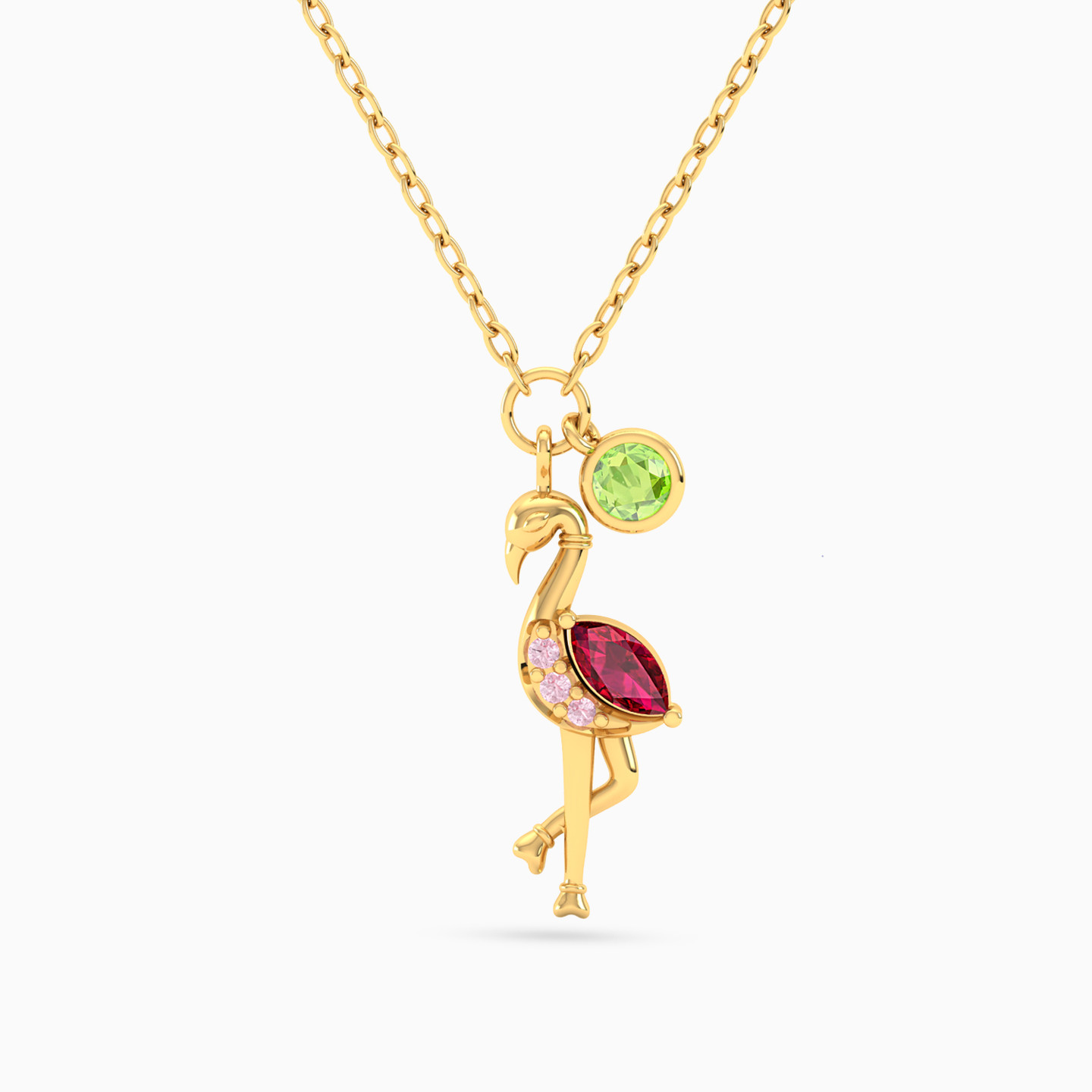 Flamingo Colored Stones Necklace in 18K Gold Flamingo Colored Stones Necklace in 18K Gold