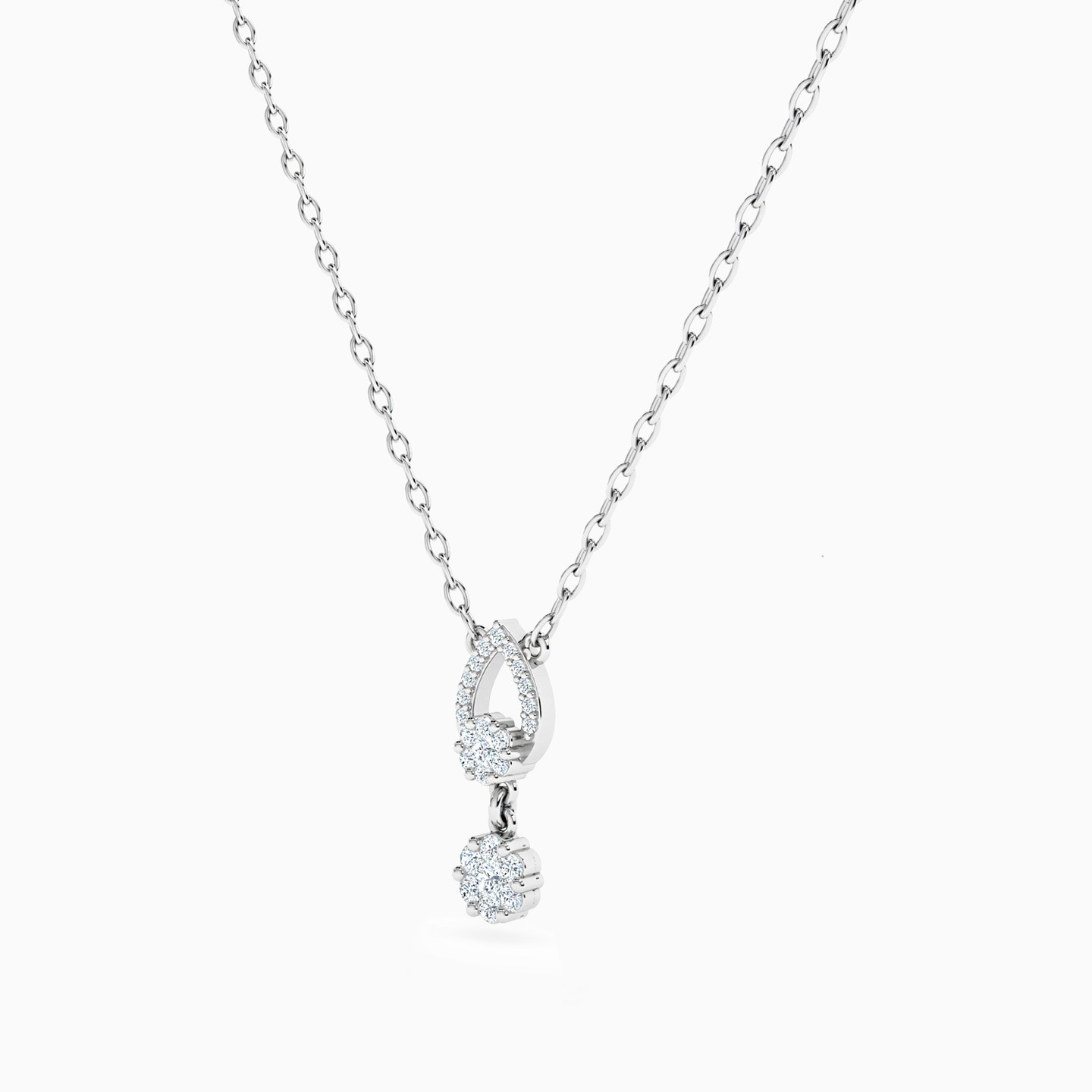 سلسلة ذهب دائرية عيار 18 قيراط مزينة بالألماس   - 2