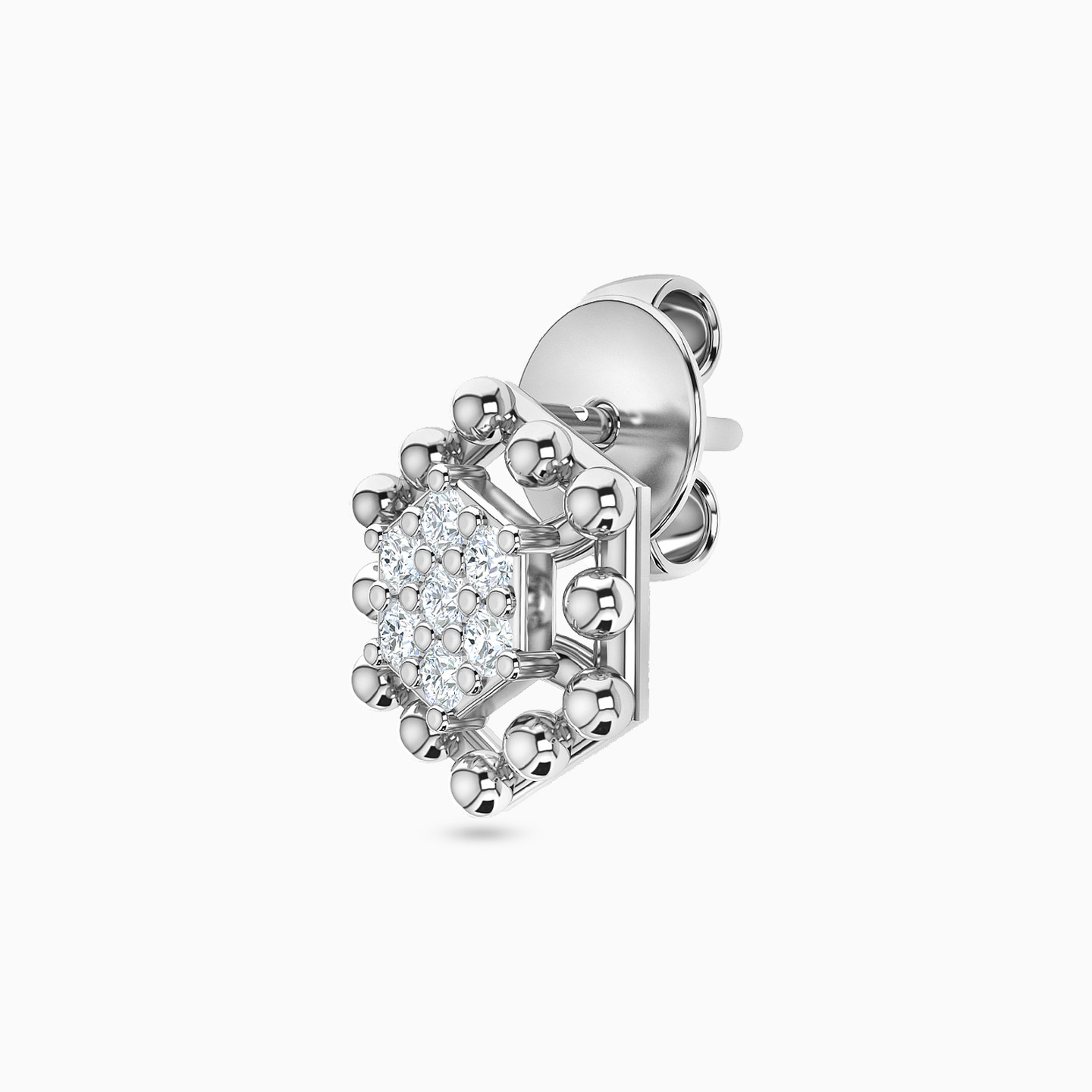 Hexagon Diamond Stud Earrings in 18K Gold - 3 Hexagon Diamond Stud Earrings in 18K Gold - 3