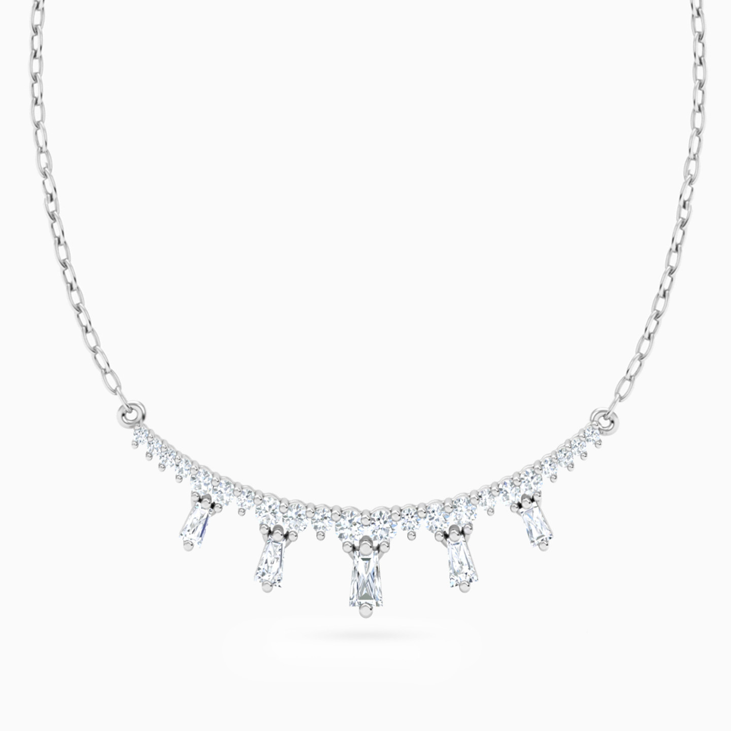 Baguette Diamond Charms Necklace in 18K Gold - 3 Baguette Diamond Charms Necklace in 18K Gold - 3