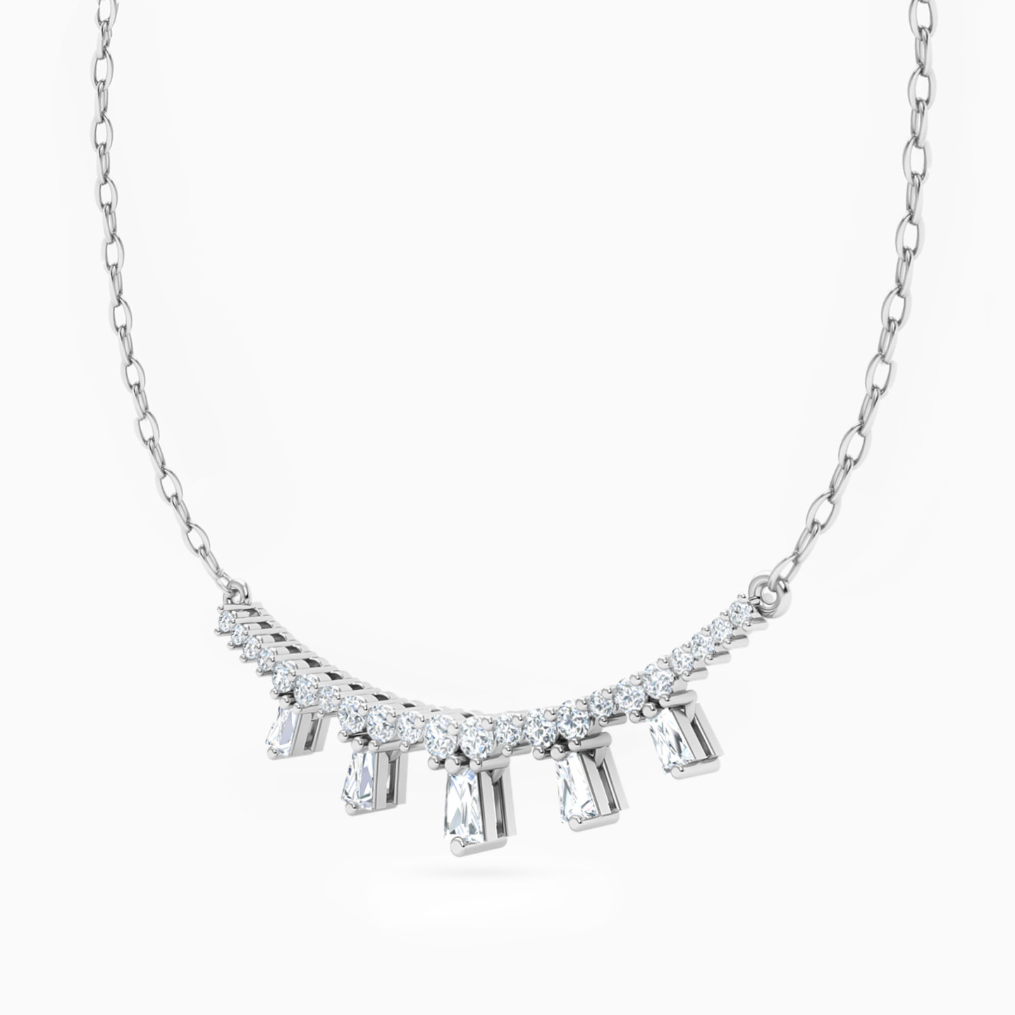 Baguette Diamond Charms Necklace in 18K Gold - 4 Baguette Diamond Charms Necklace in 18K Gold - 4