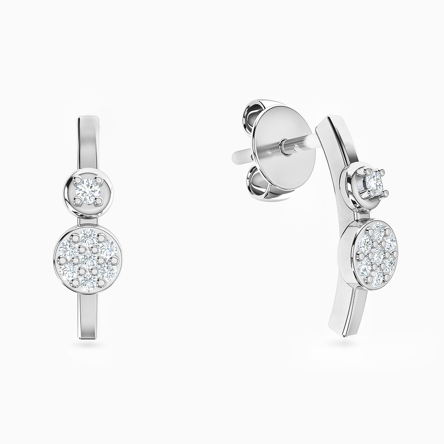 18K Gold Diamond Drop Earrings - 2