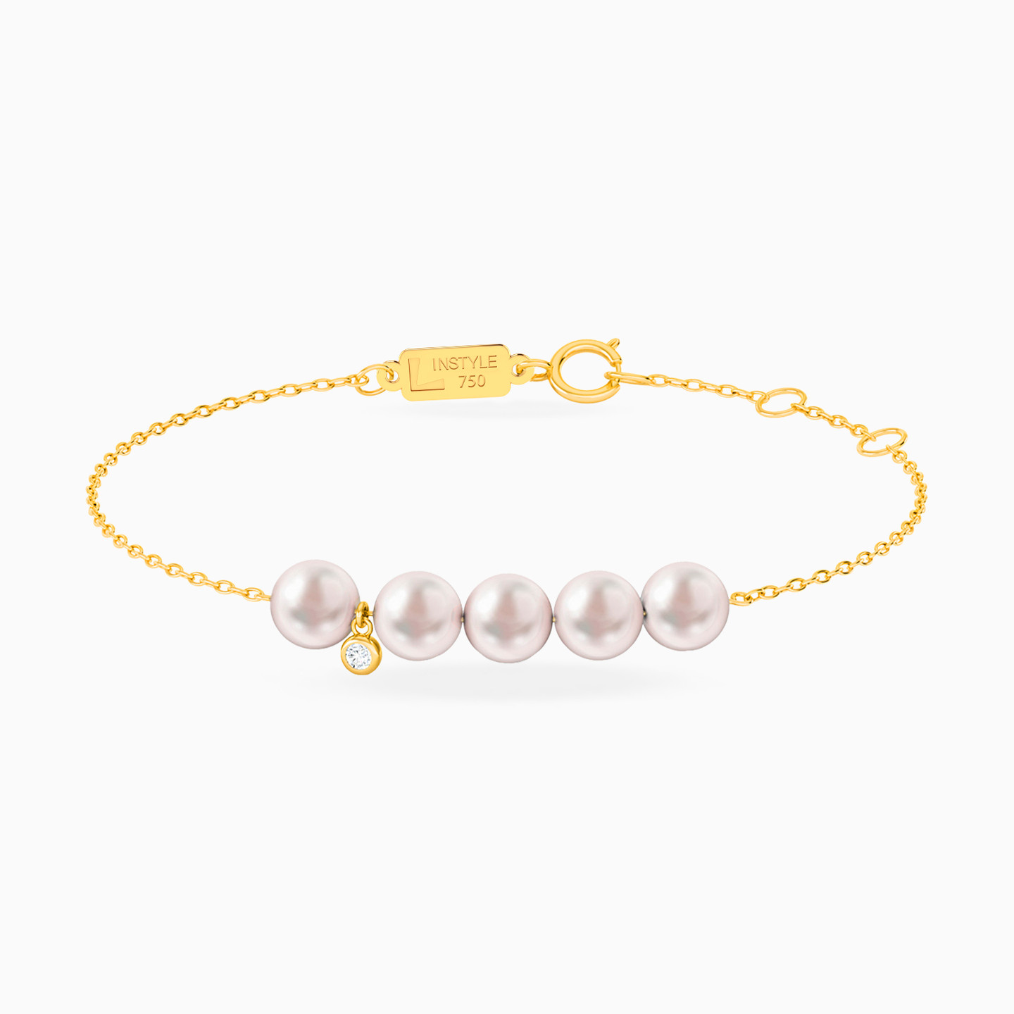 Round Pearls Chain Bracelet in 18K Gold