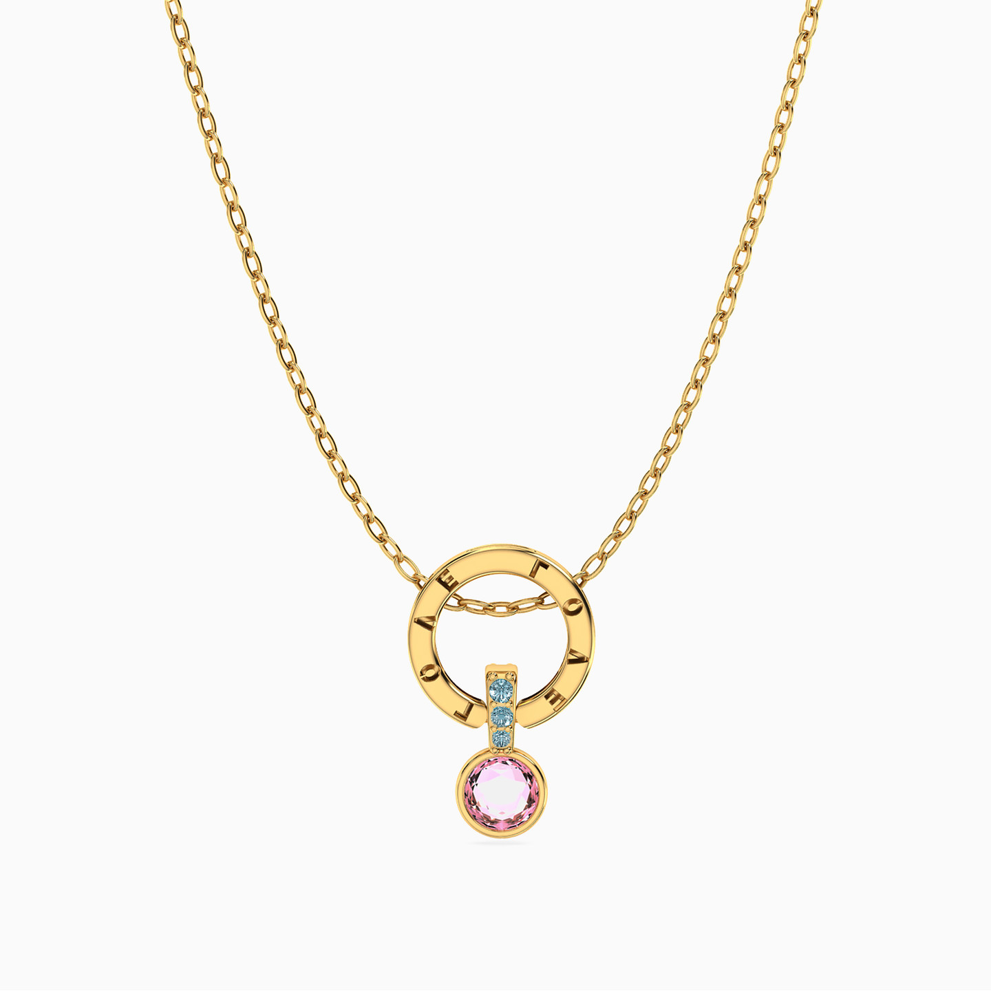Circle Colored Stones Necklace in 18K Gold Circle Colored Stones Necklace in 18K Gold