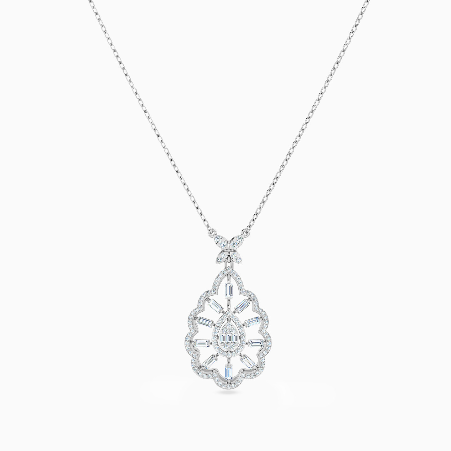 سلسلة ذهب شكل قطرة عيار 18 قيراط مزينة بالألماس - 3 سلسلة ذهب شكل قطرة عيار 18 قيراط مزينة بالألماس - 3