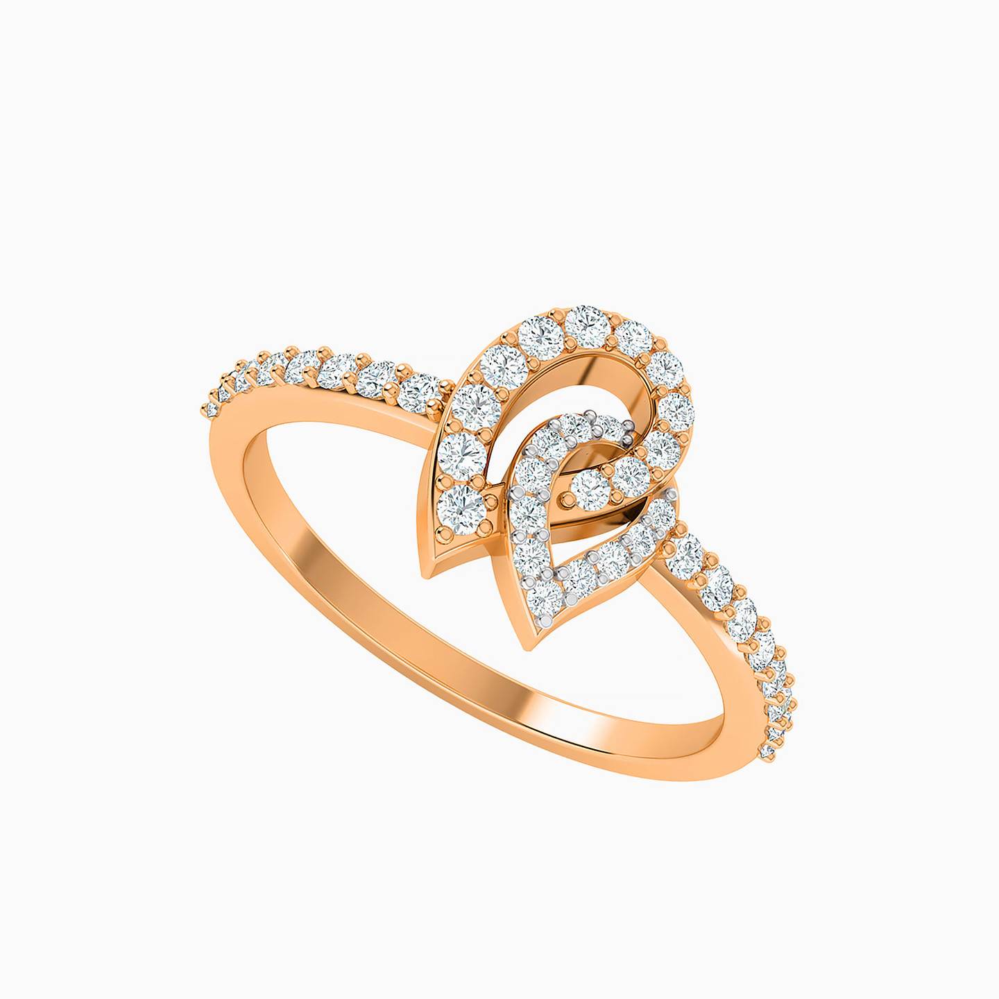 خاتم ذهب شكل قطرة عيار 18 قيراط مزين بالألماس - 2 خاتم ذهب شكل قطرة عيار 18 قيراط مزين بالألماس - 2