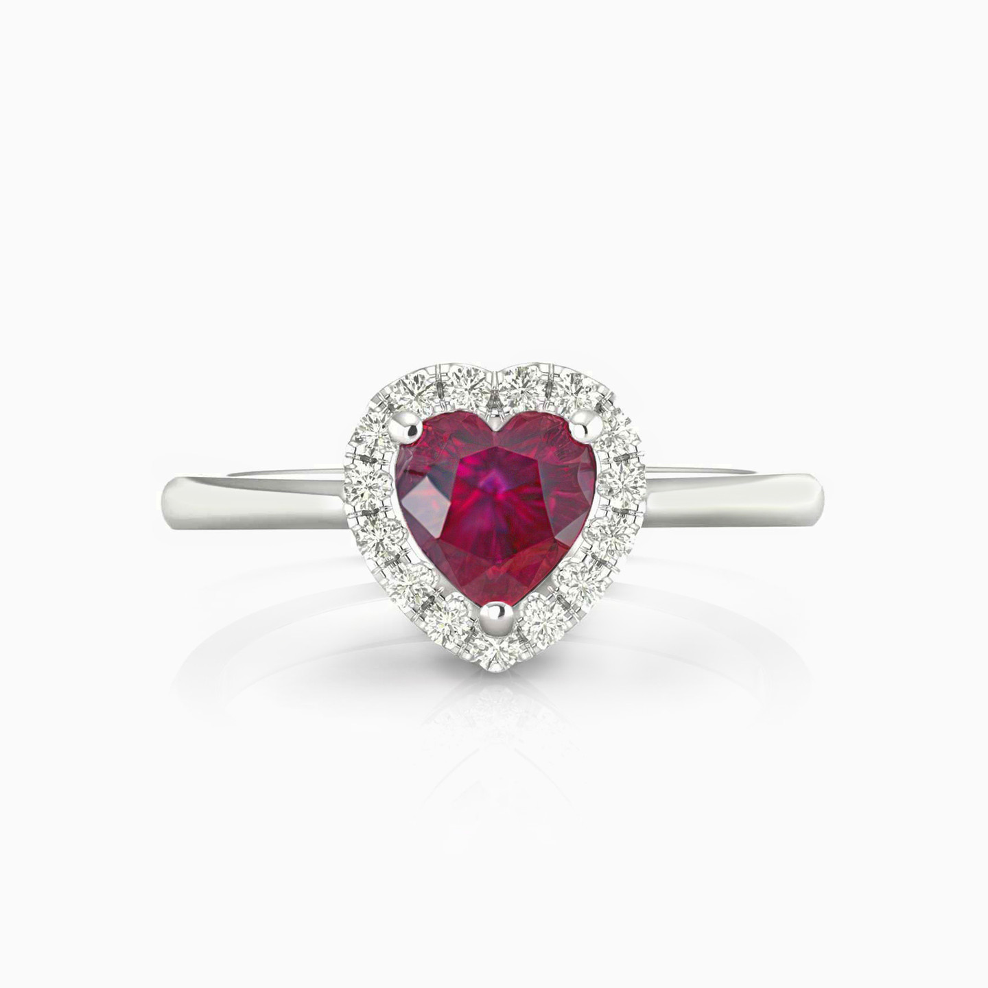 Heart Diamond & Red Stone Ring in 18K Gold Heart Diamond & Red Stone Ring in 18K Gold