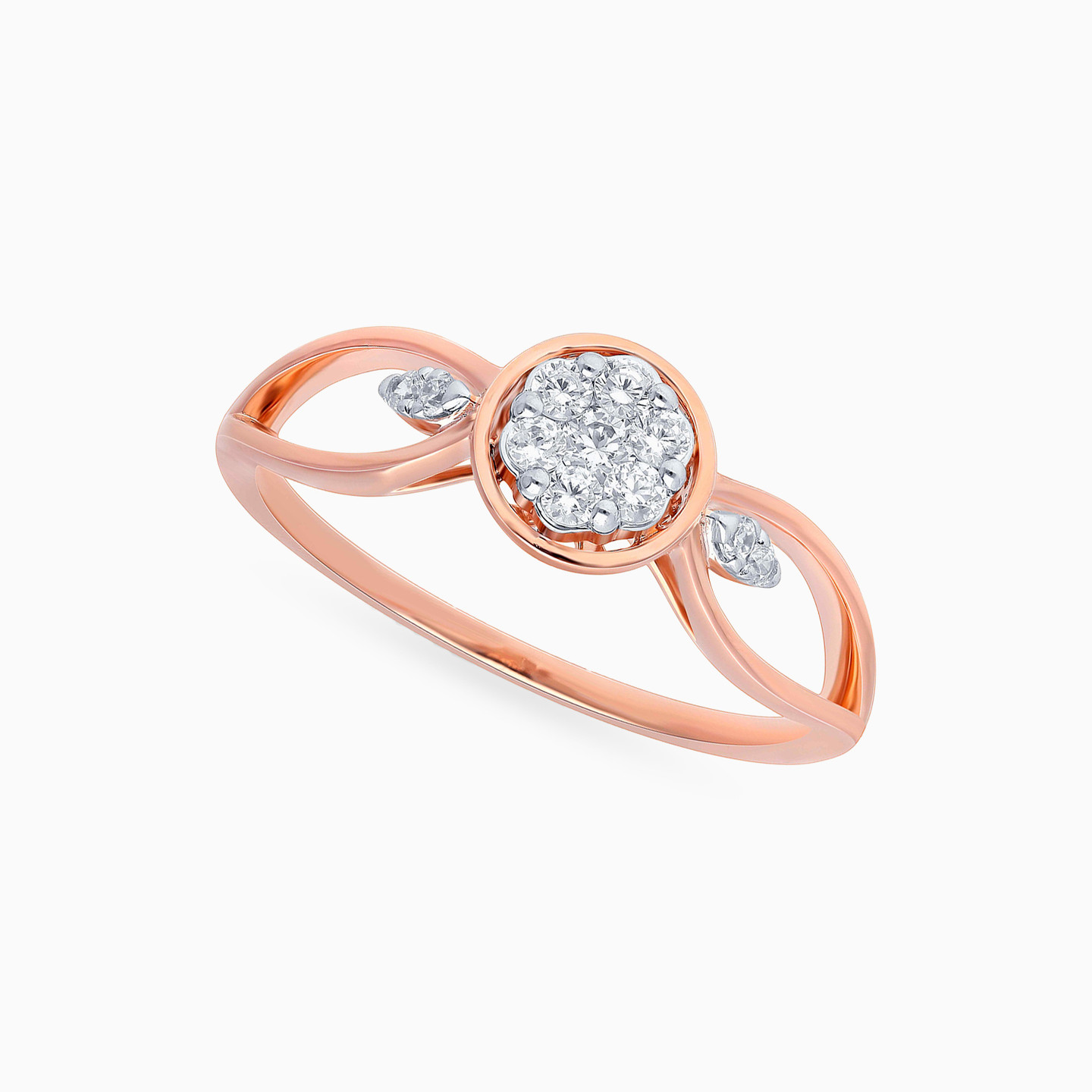 خاتم ذهب دائرة عيار 18 قيراط مزين بالألماس   - 2