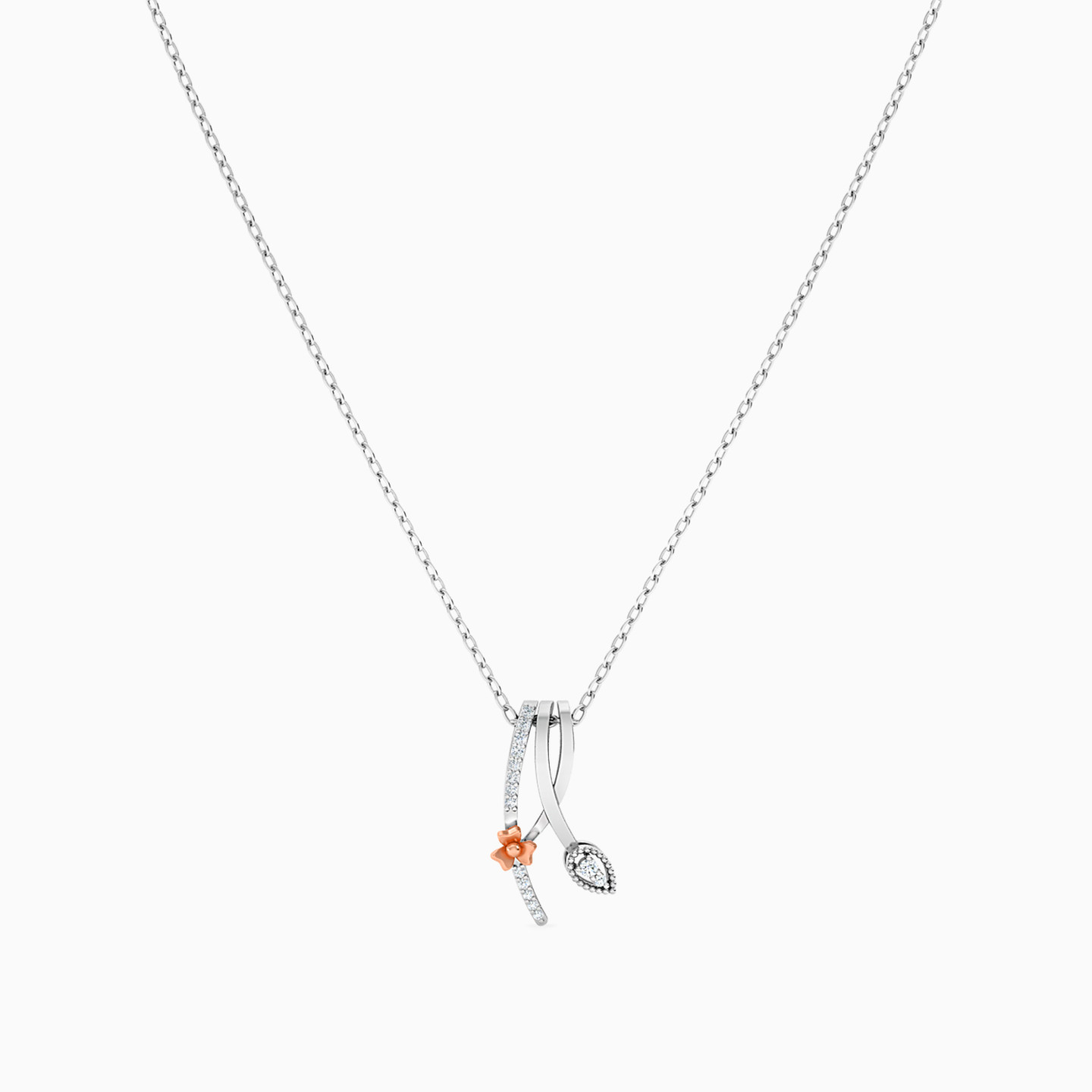 Leaf Diamond Necklace in 18K Gold - 3 Leaf Diamond Necklace in 18K Gold - 3