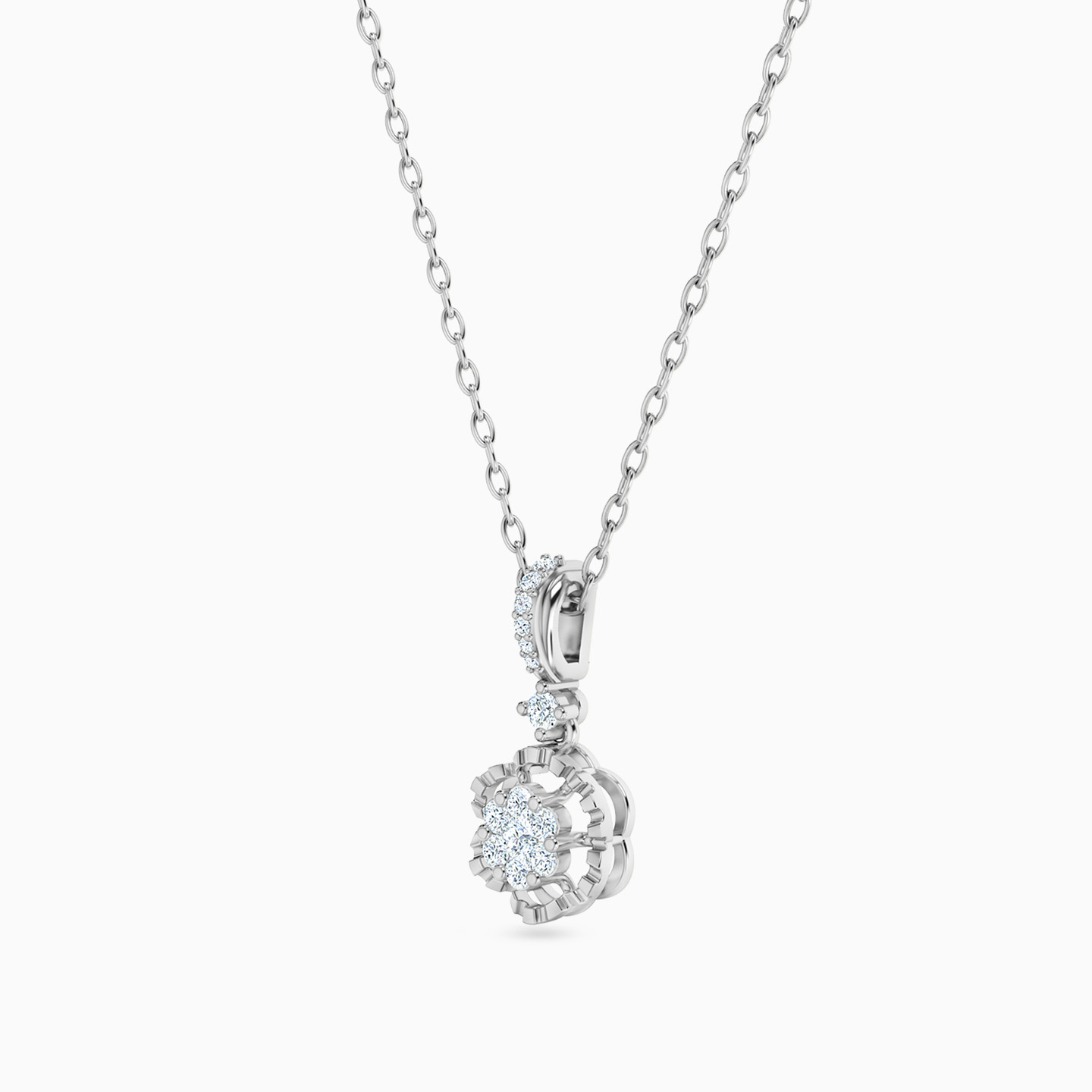 Flower Diamond Necklace in 18K Gold - 2 Flower Diamond Necklace in 18K Gold - 2