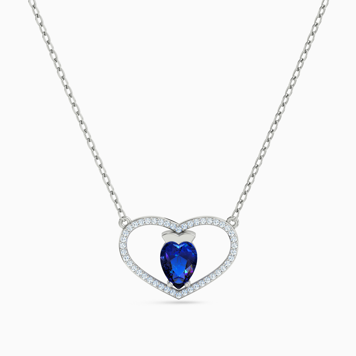 Heart Diamond & Sapphire Necklace in 18K Gold Heart Diamond & Sapphire Necklace in 18K Gold