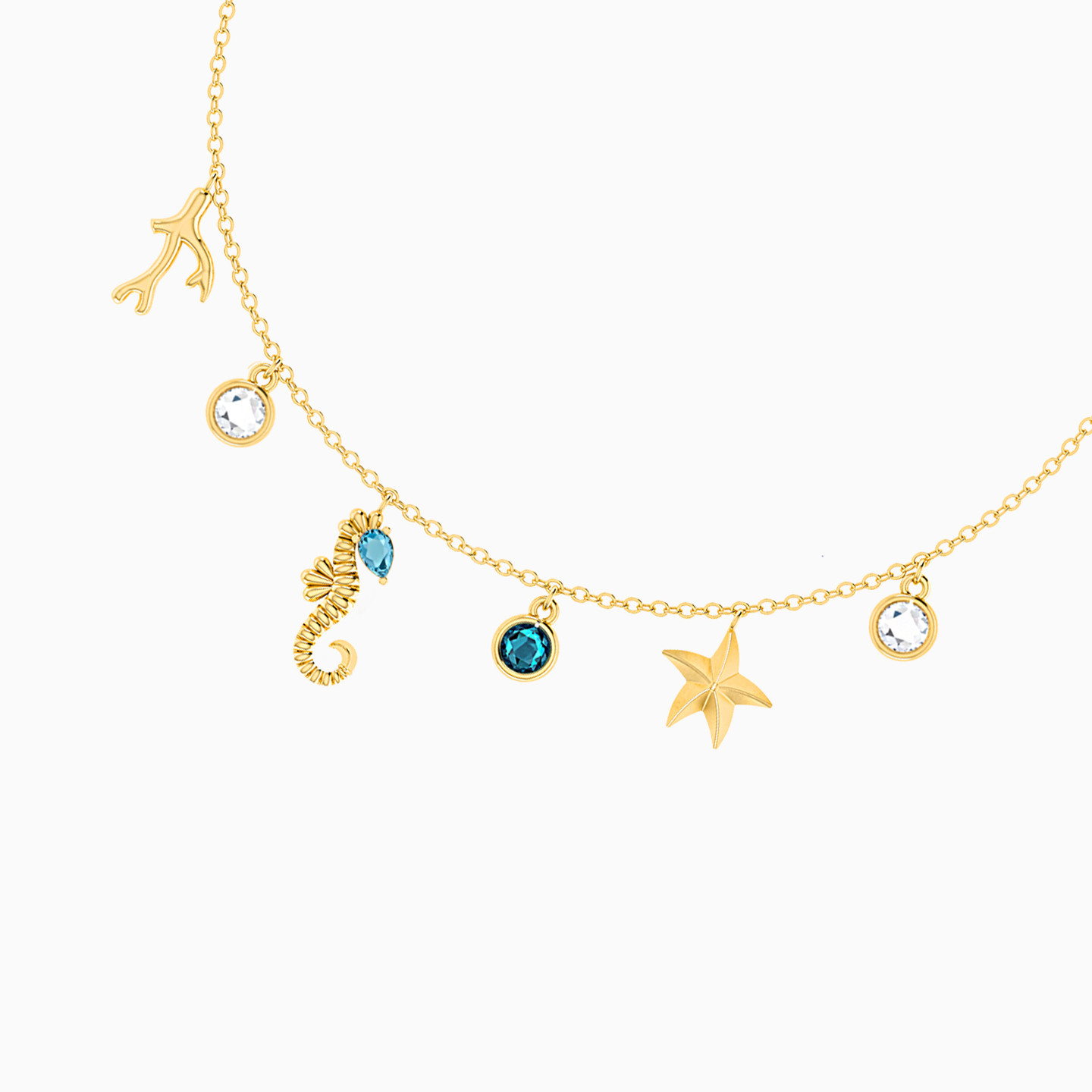 أسورة بسلسلة ذهب حيوانات بحرية عيار 18 قيراط مزينة بالأحجار الملونة - 3 أسورة بسلسلة ذهب حيوانات بحرية عيار 18 قيراط مزينة بالأحجار الملونة - 3