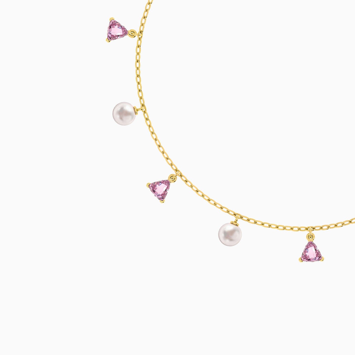 18K Gold Colored Stones Charm Bracelet - 3 18K Gold Colored Stones Charm Bracelet - 3