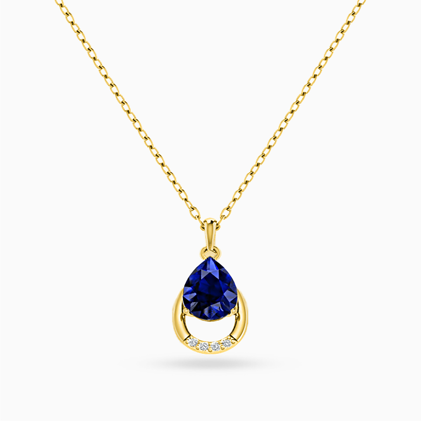 18K Gold Colored Stones Pendant Necklace