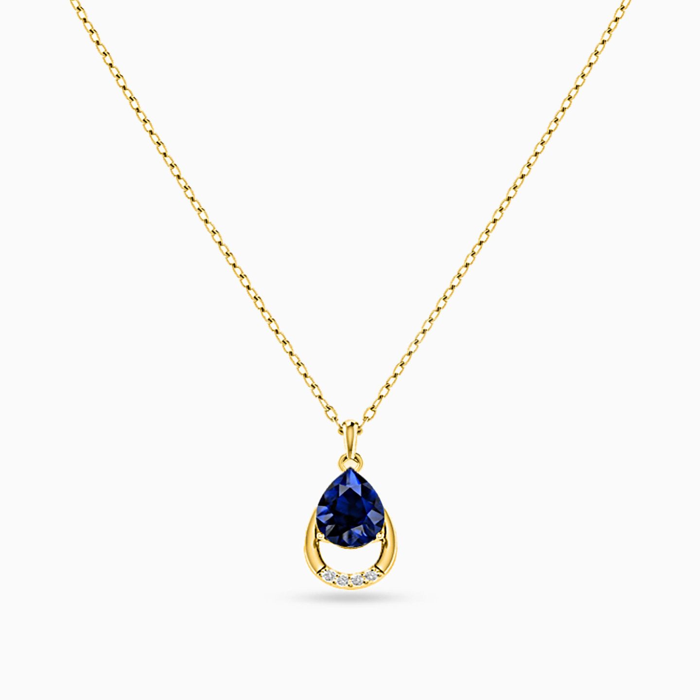 18K Gold Colored Stones Pendant Necklace - 2