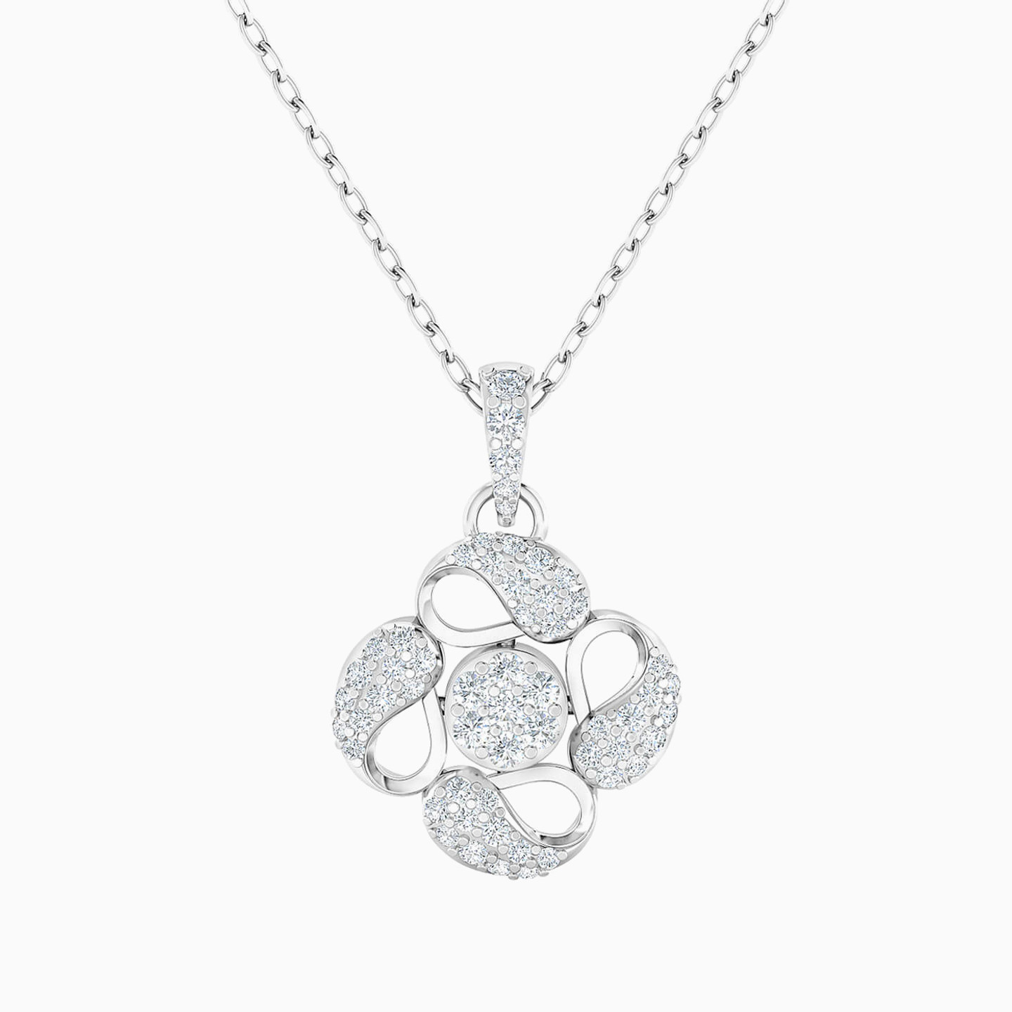 سلسلة ذهب وردة عيار 18 قيراط مزينة بالألماس  