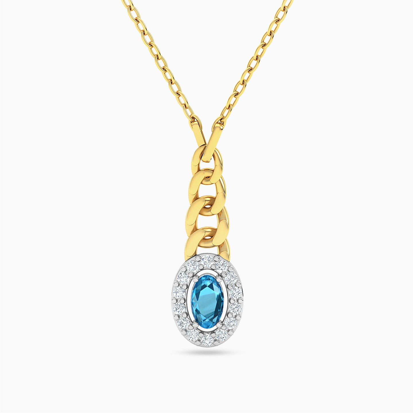 18K Gold Colored Stones Pendant Necklace