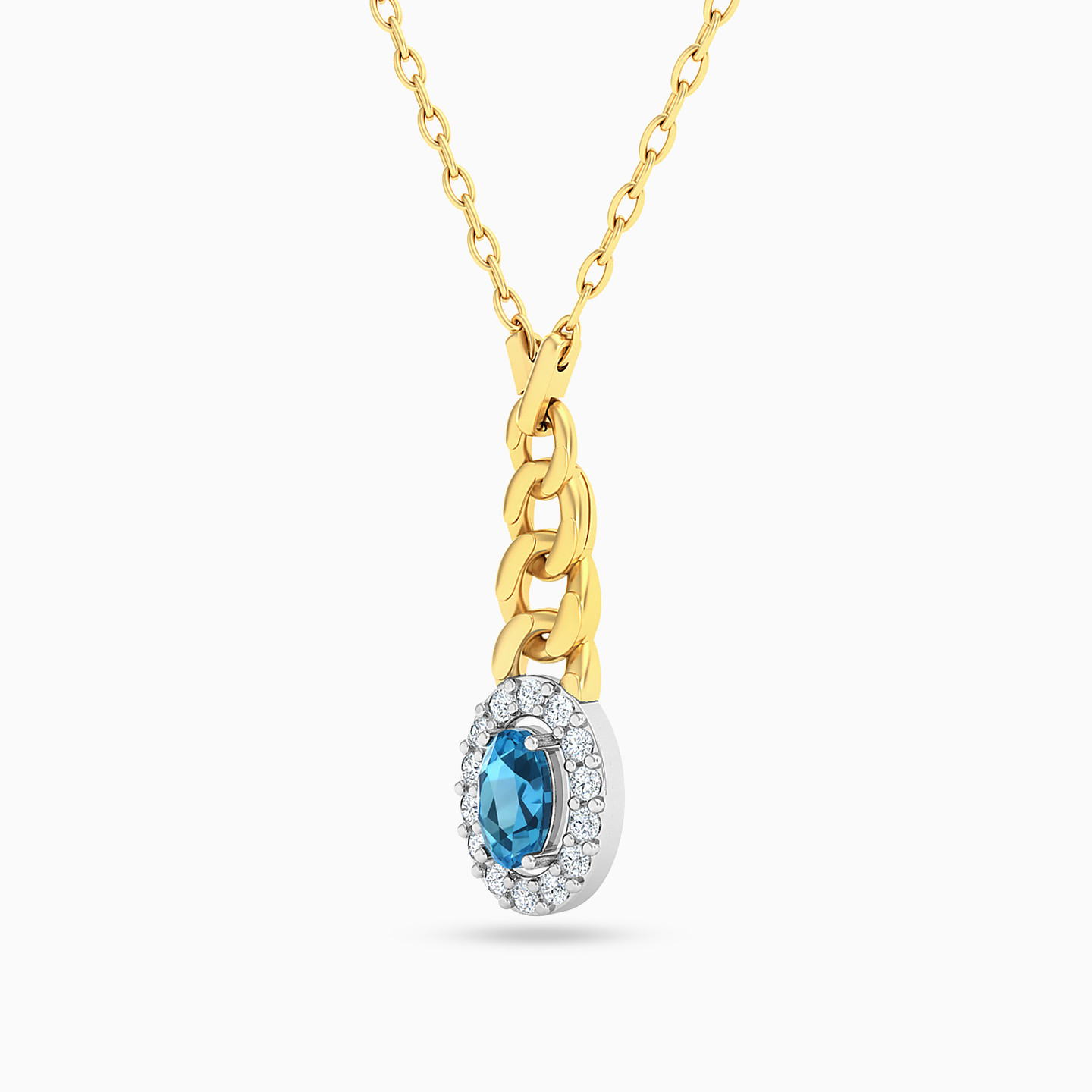 Oval Colored Stones Necklace in 18K Gold - 2 Oval Colored Stones Necklace in 18K Gold - 2
