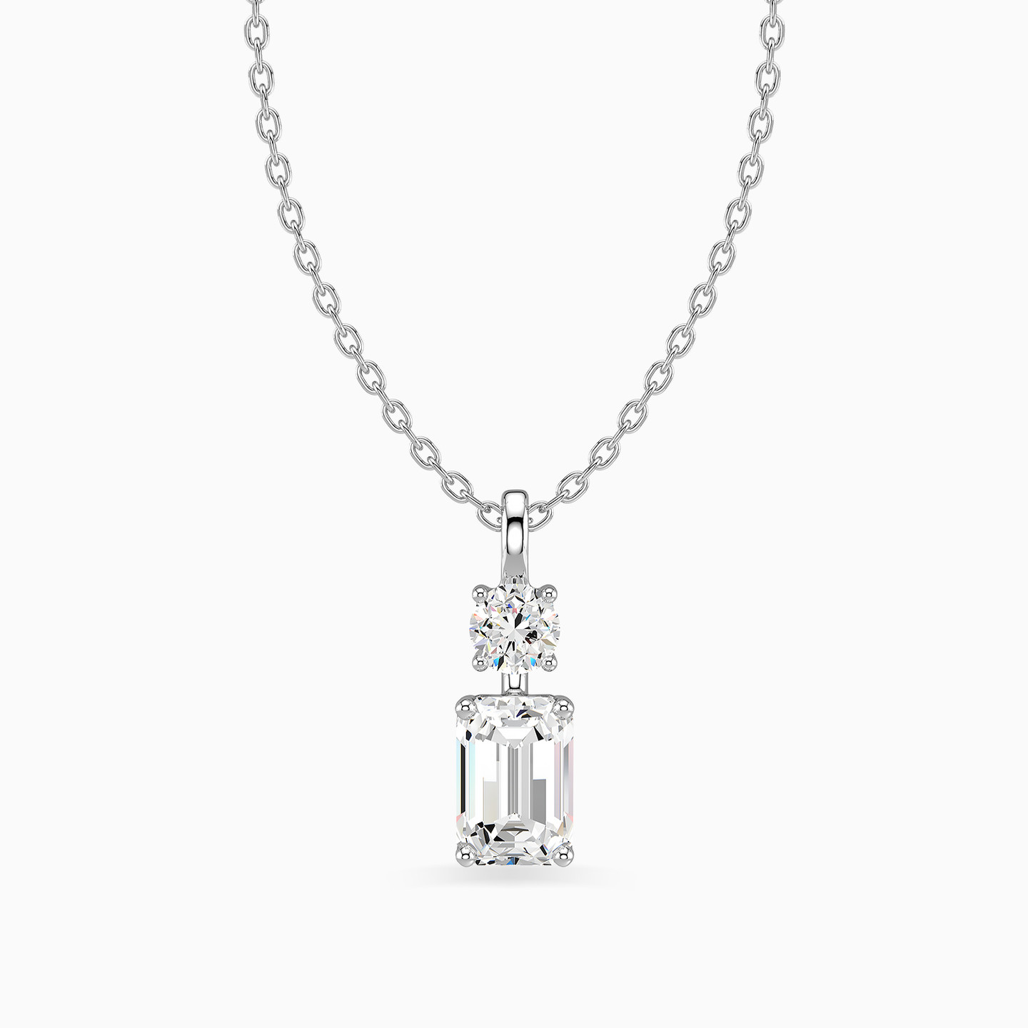 Baguette Lab Grown Diamond Necklace in 18K Gold - 3 Baguette Lab Grown Diamond Necklace in 18K Gold - 3