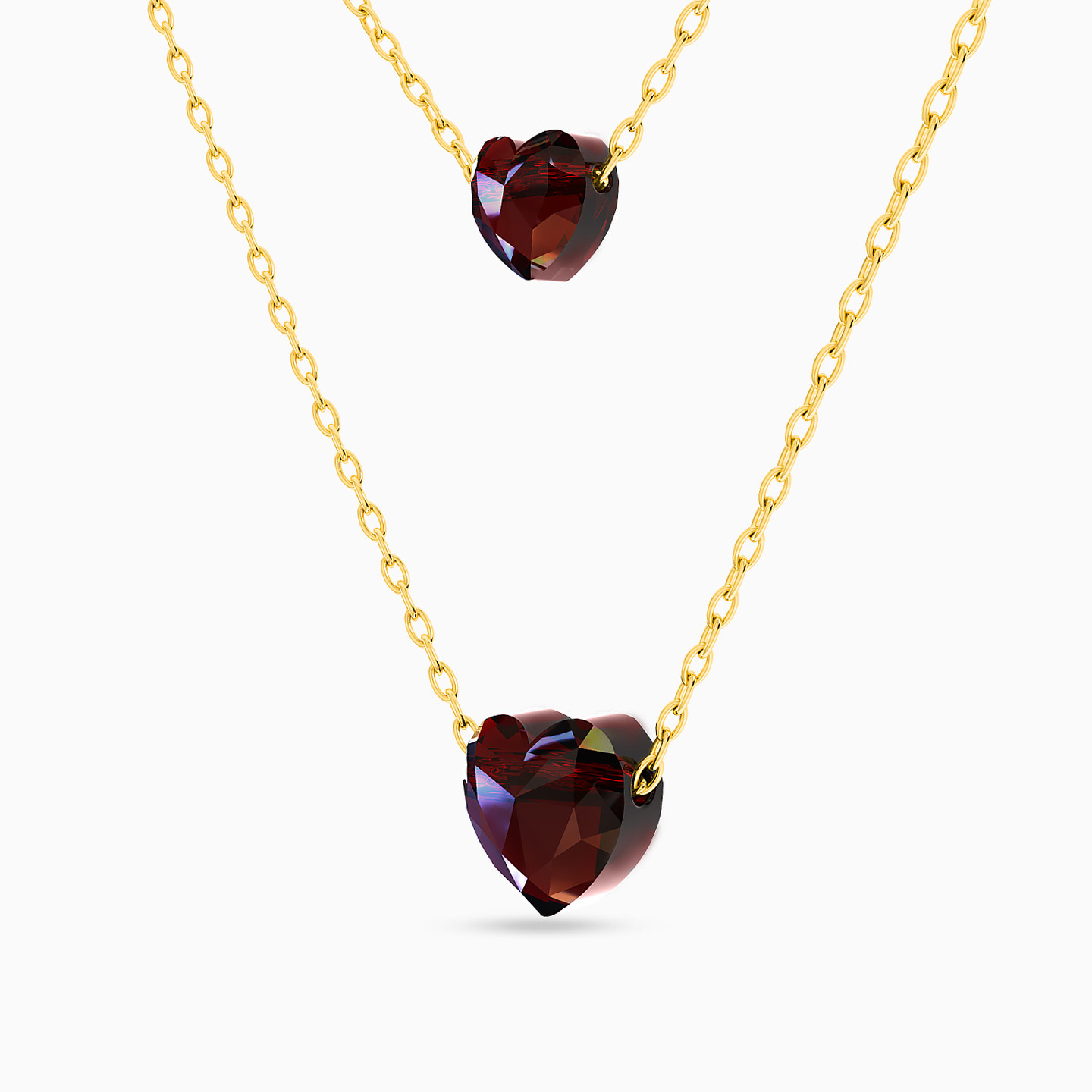 18K Gold Colored Stones Layered Necklace - 2