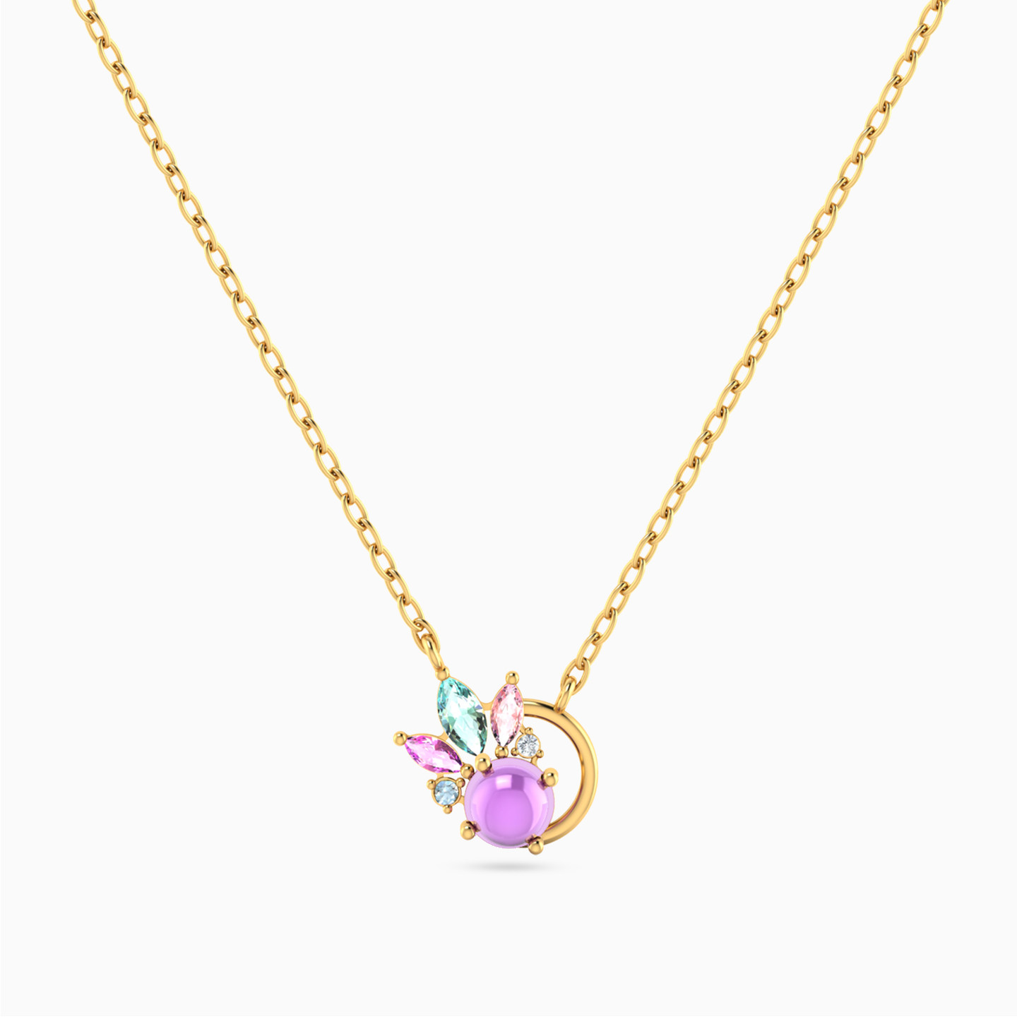 Flower Colored Stones Necklace in 14K Gold Flower Colored Stones Necklace in 14K Gold
