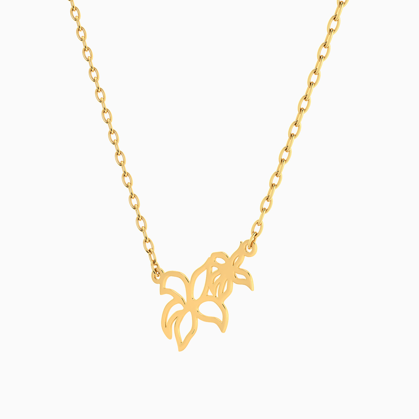 Flower Necklace In 14K Gold - 2 Flower Necklace In 14K Gold - 2