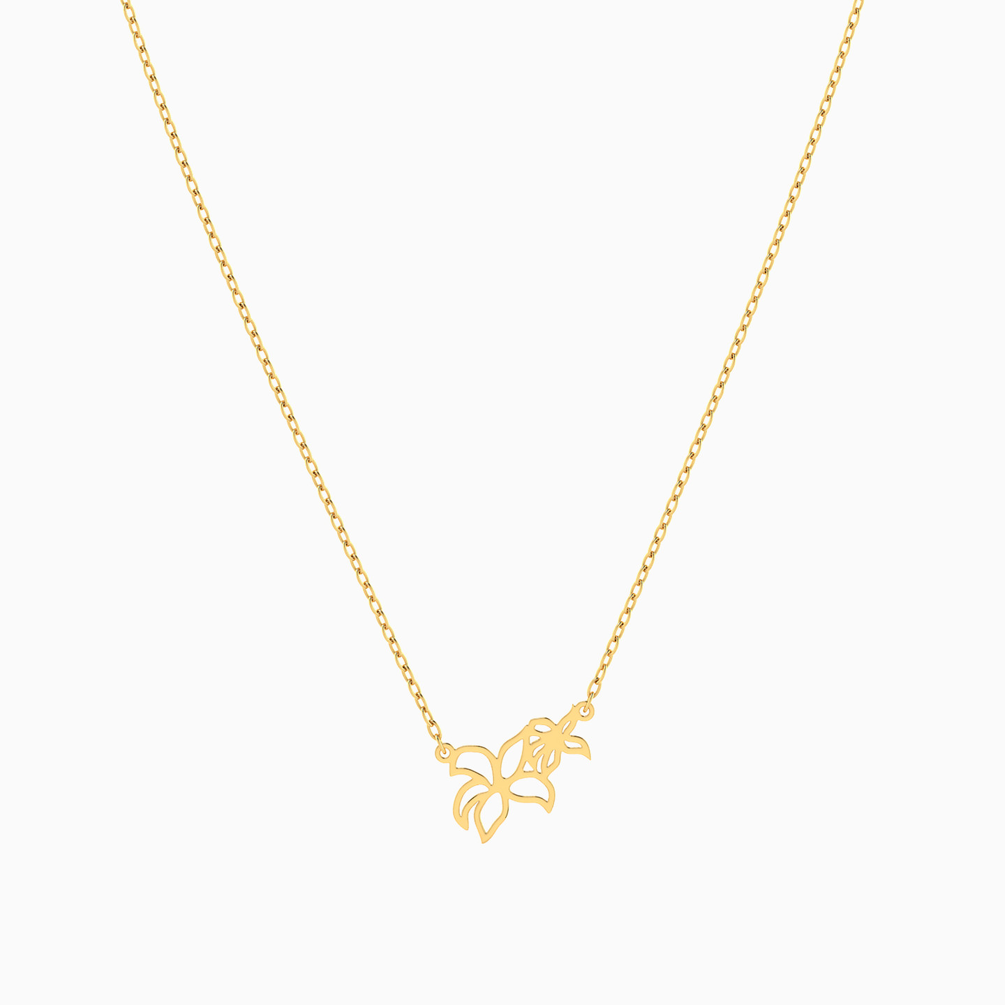 Flower Necklace In 14K Gold - 3 Flower Necklace In 14K Gold - 3