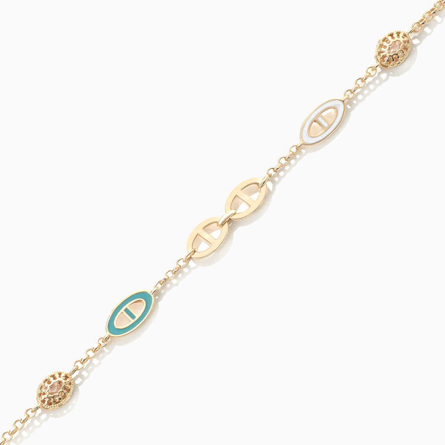 18K Gold Enamel Coated Chain Bracelet - 2