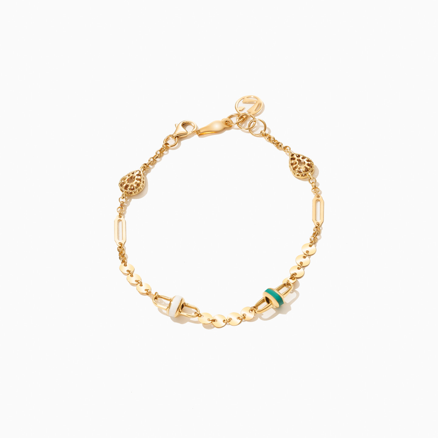 18K Gold Enamel Coated Chain Bracelet