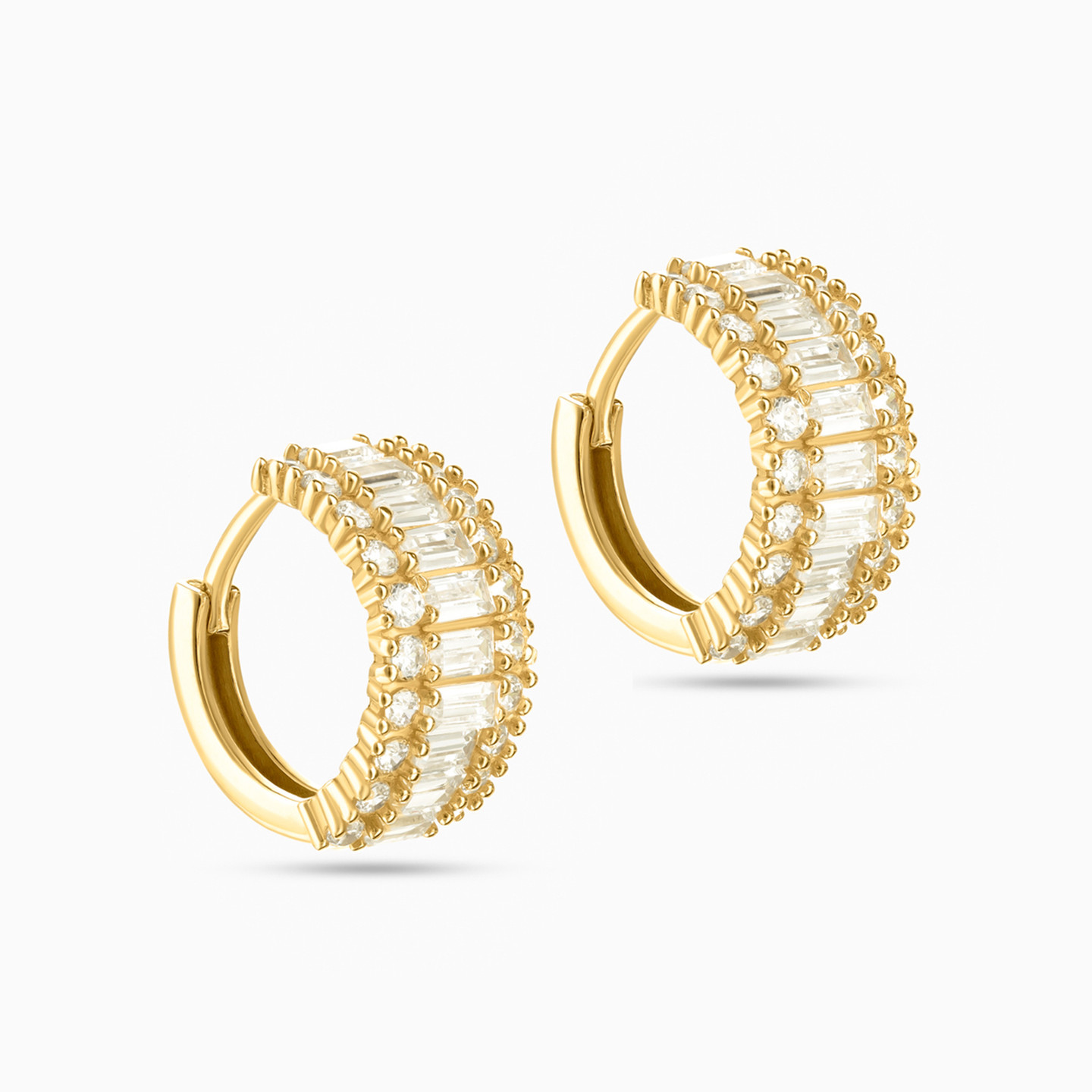 Baguette Cubic Zirconia Stud Earrings in 18K Gold - 3 Baguette Cubic Zirconia Stud Earrings in 18K Gold - 3